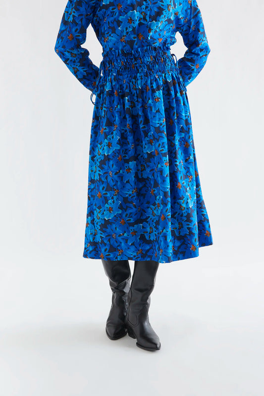 Clematis print midi skirt