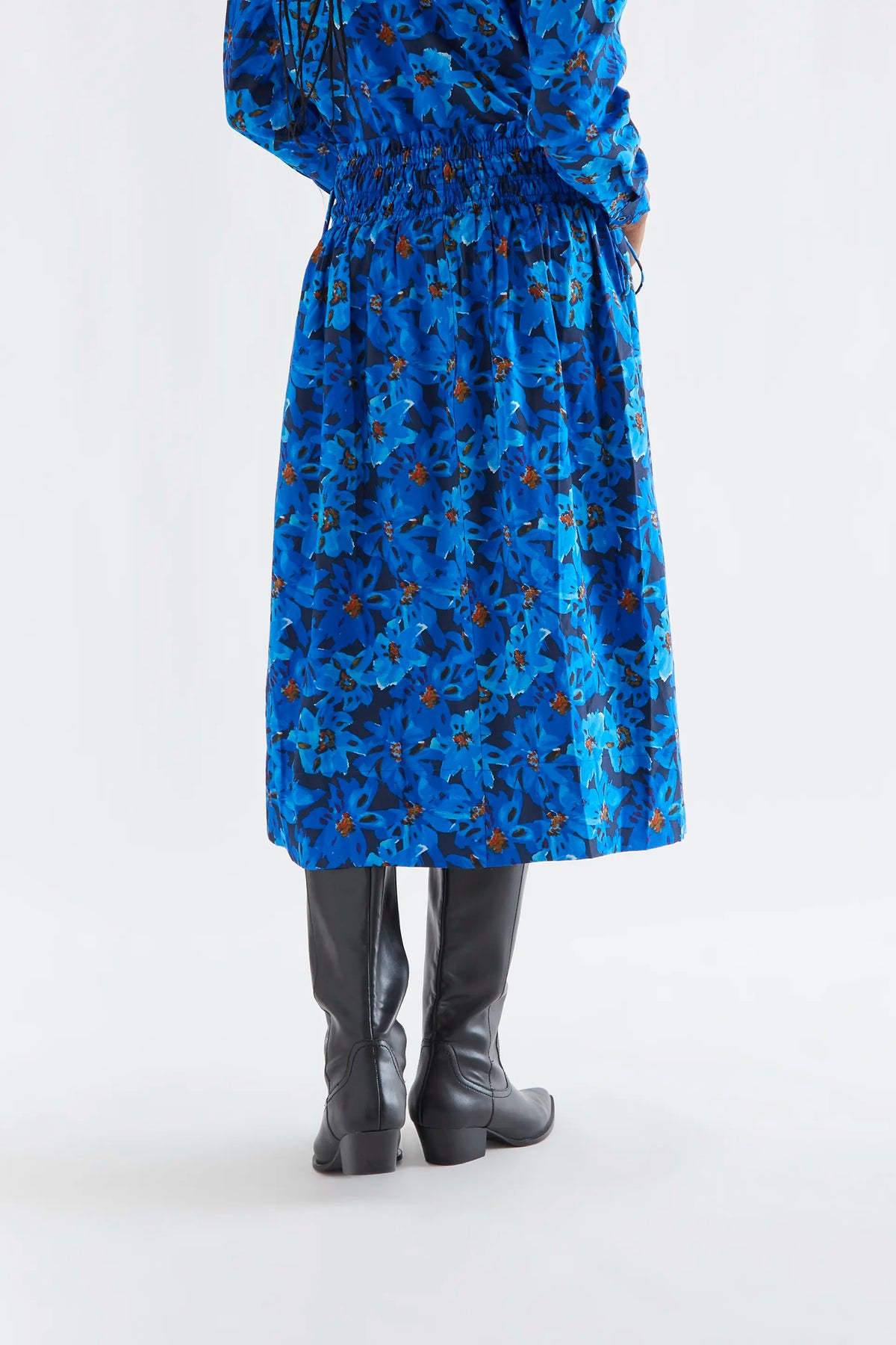 Clematis print midi skirt