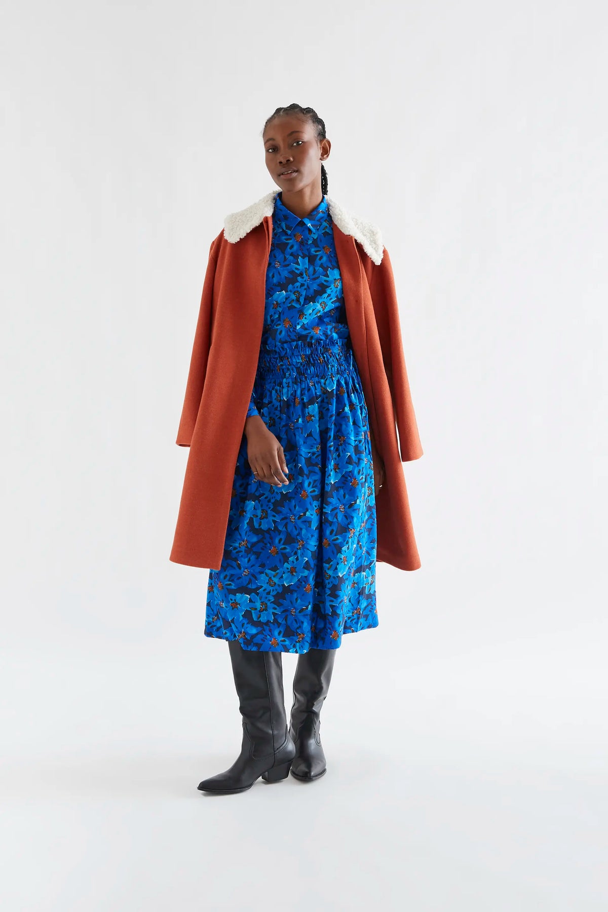 Clematis print midi skirt