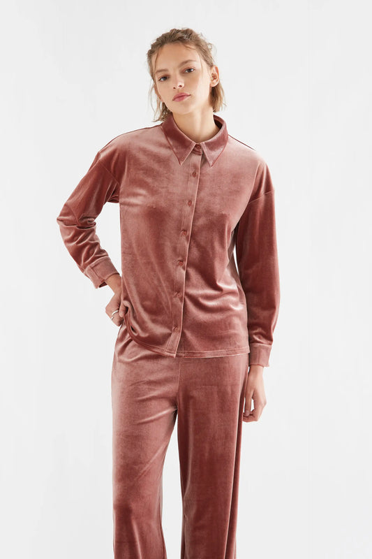Camisa de terciopelo rosa