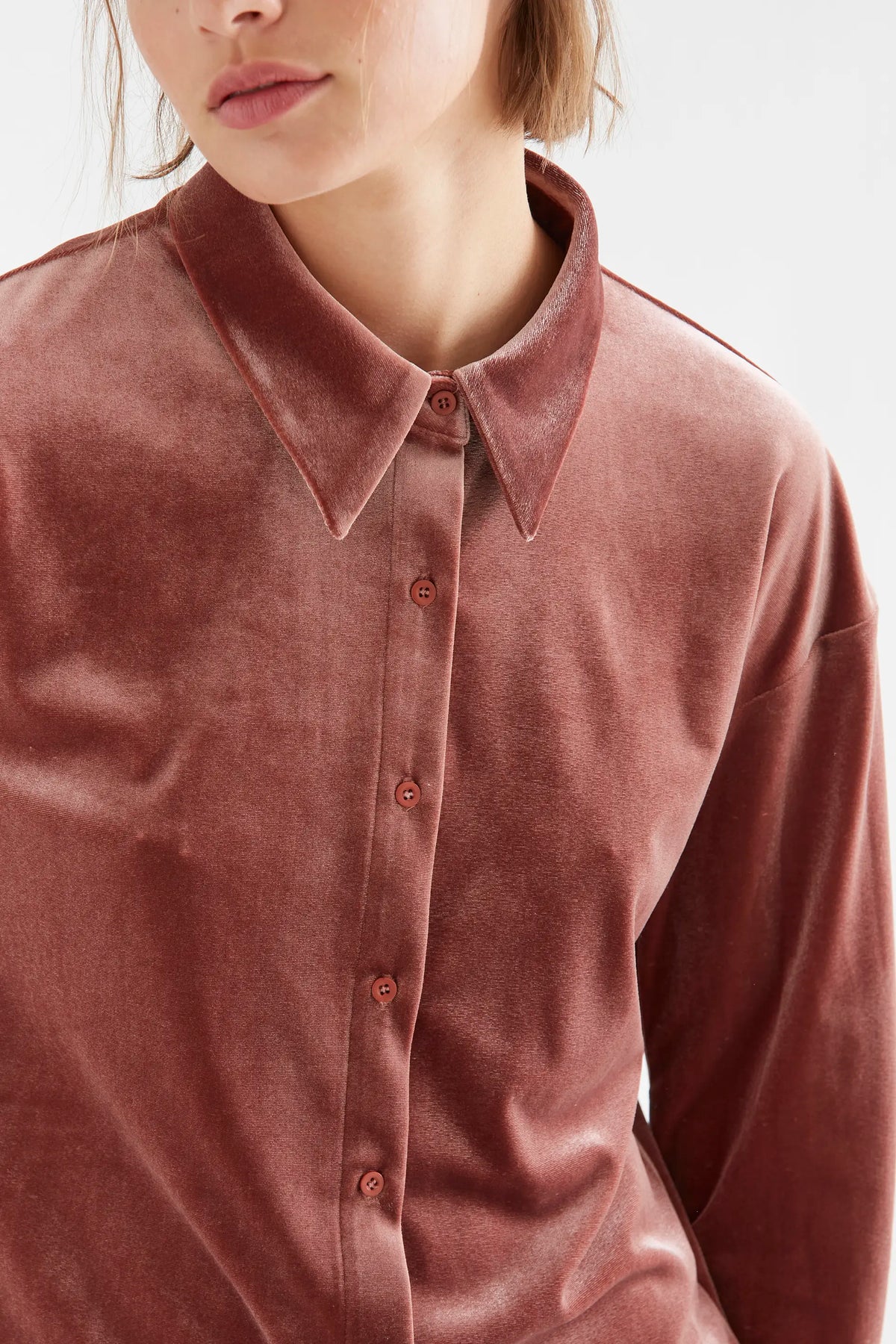Camicia di velluto rosa