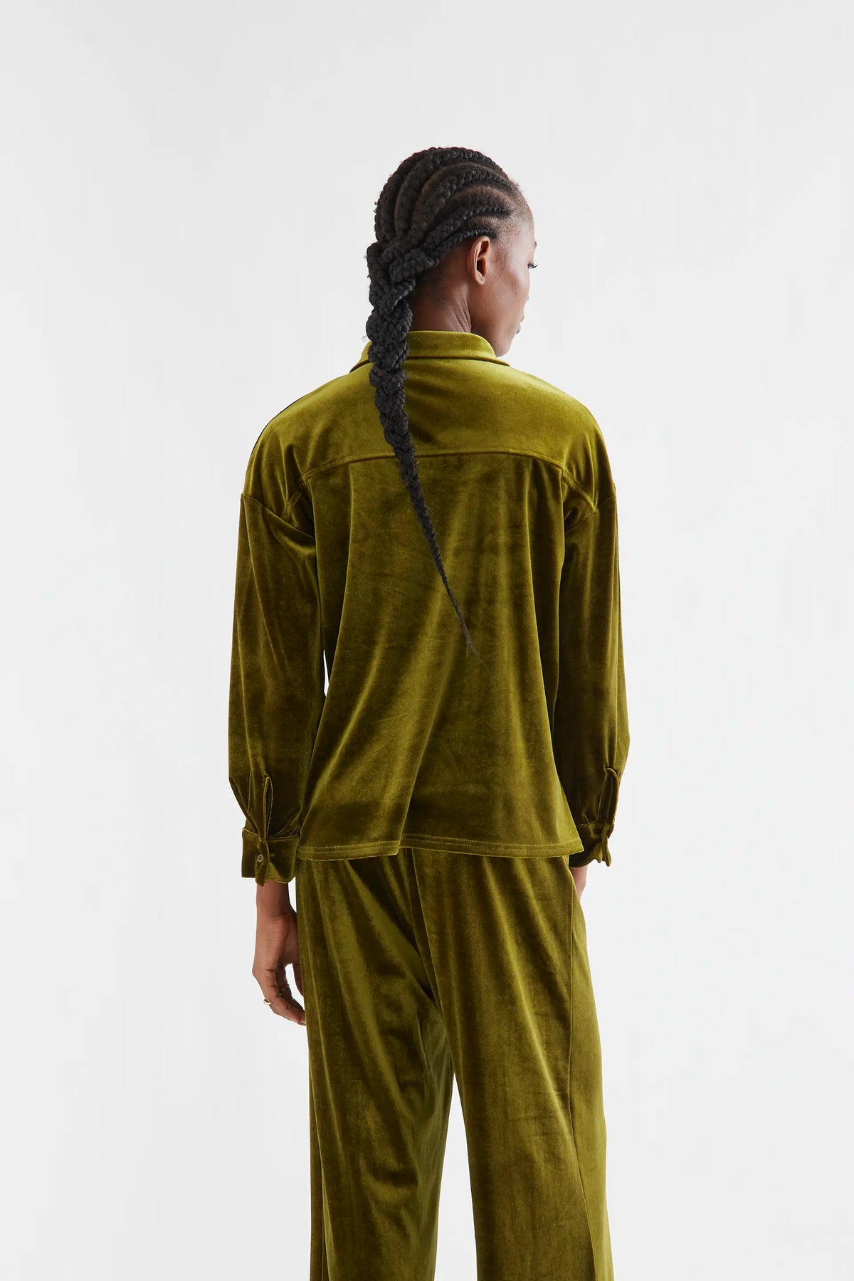 Olive green velvet shirt