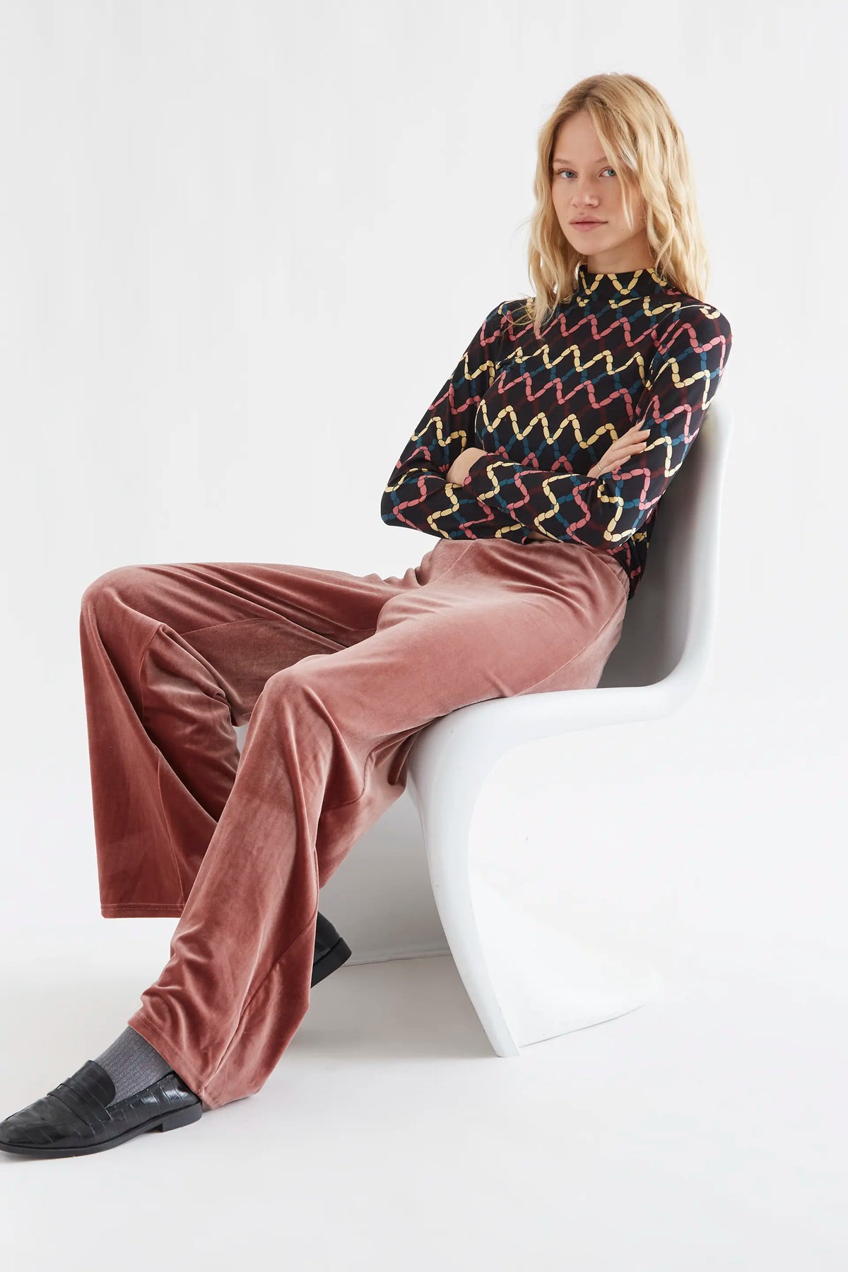 Pantalone di velluto rosa