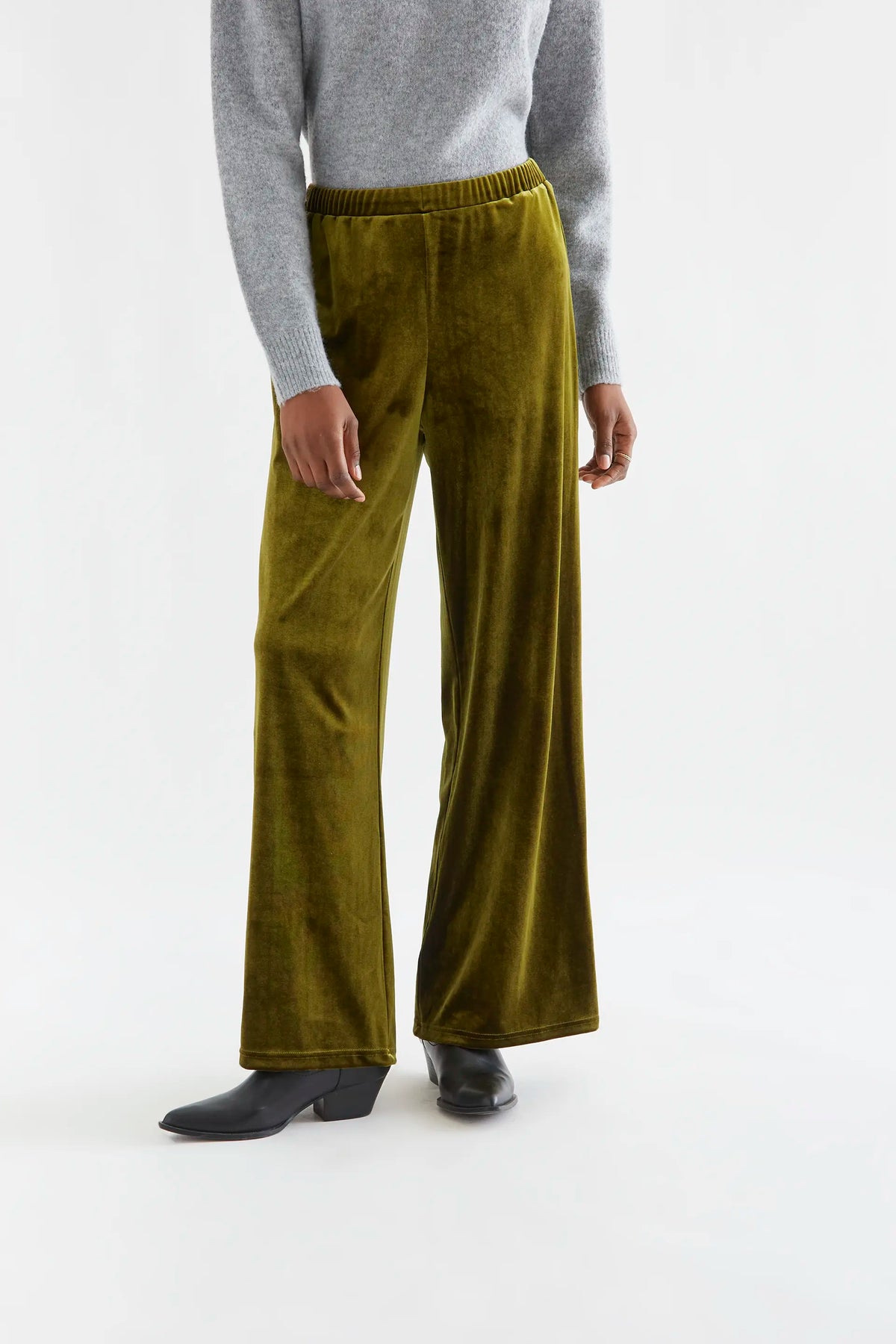 Olive green velvet trousers