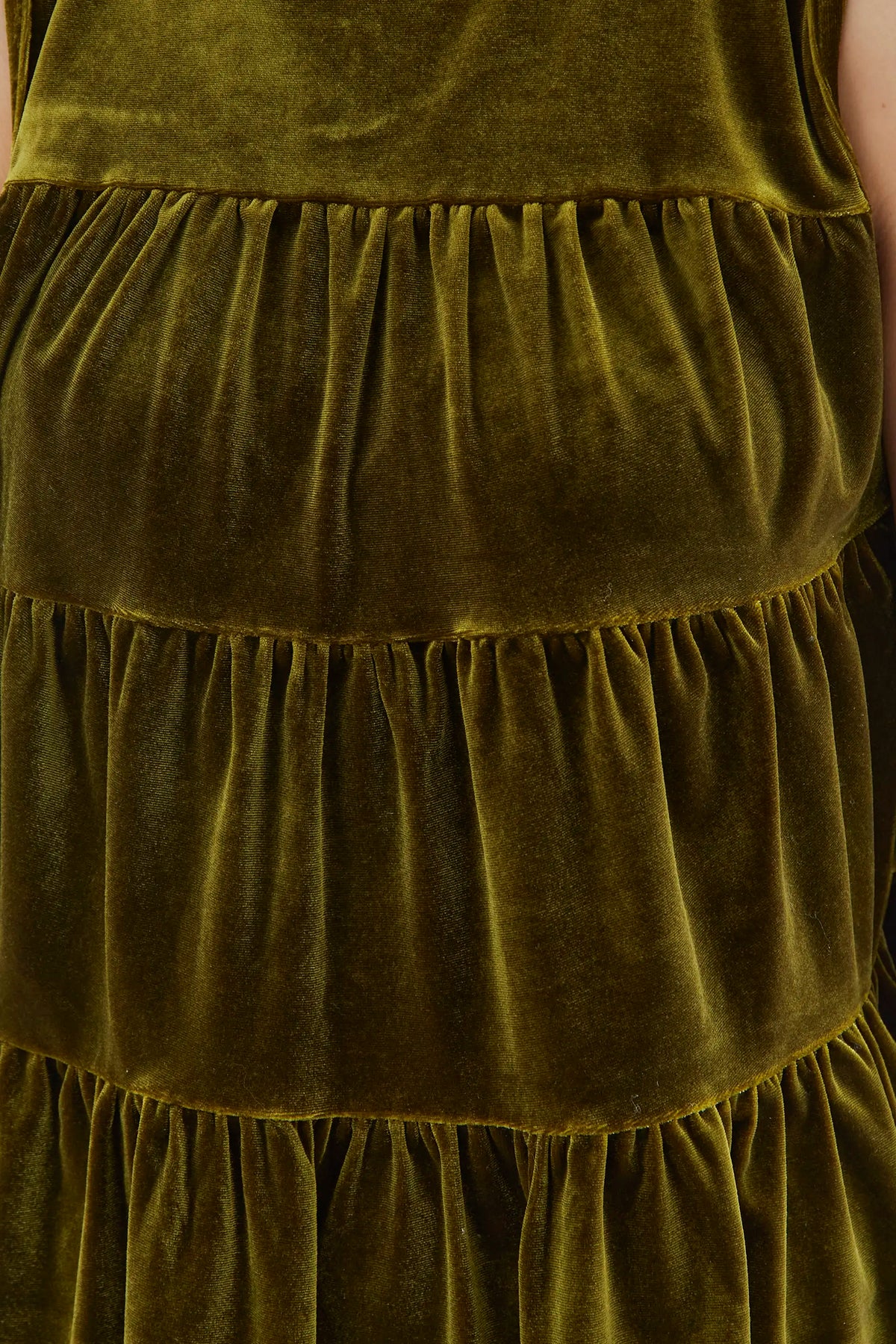 Olive green velvet ruffle top