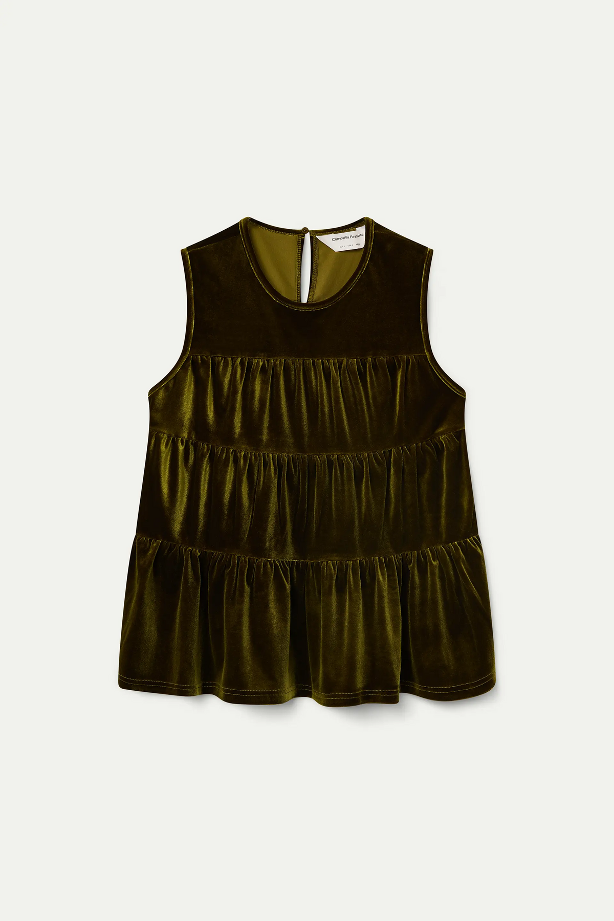 Olive green velvet ruffle top