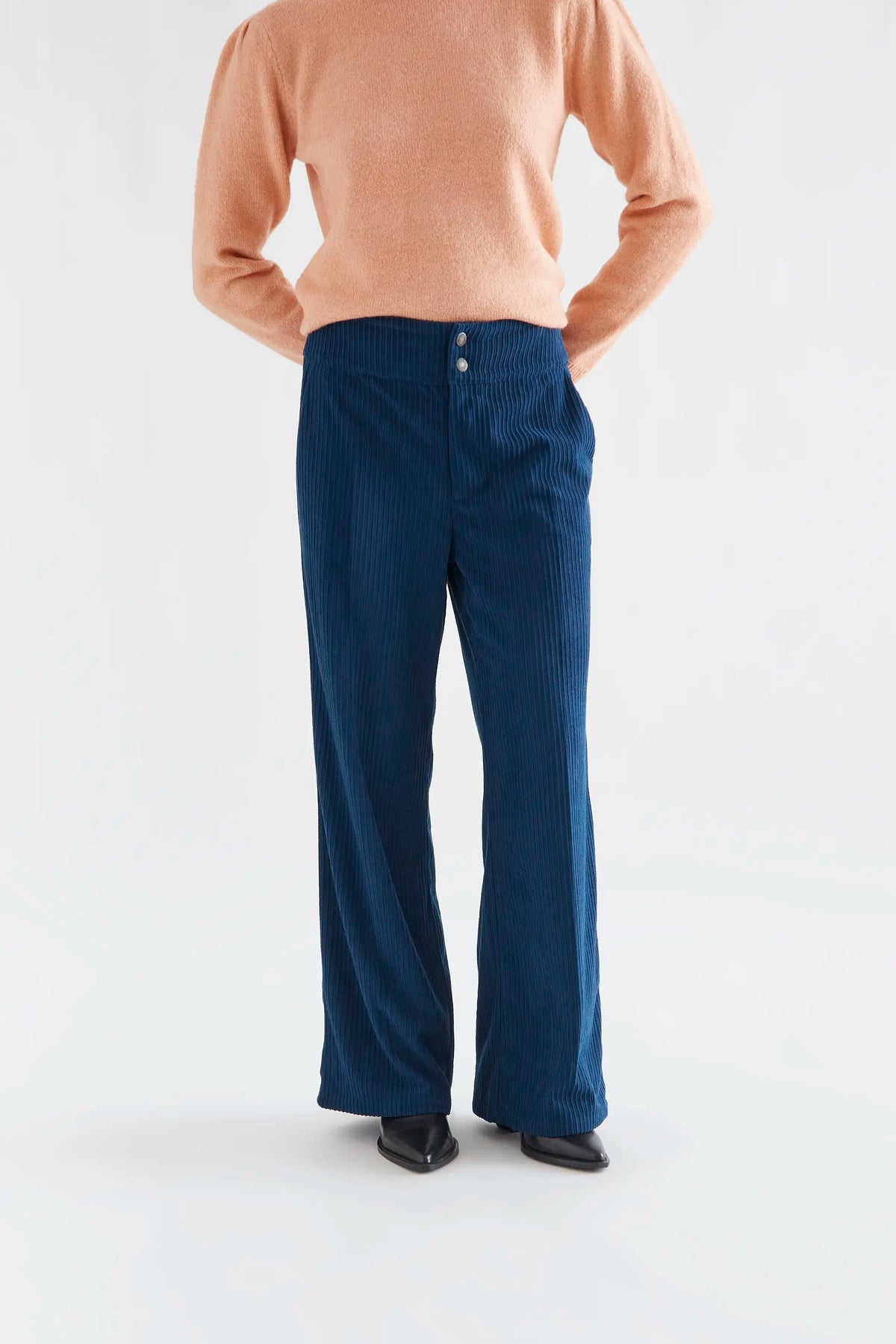 Pantalón de pana doble botón azul marino