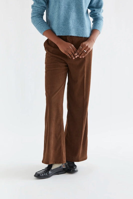 Pantalón de pana doble botón marrón