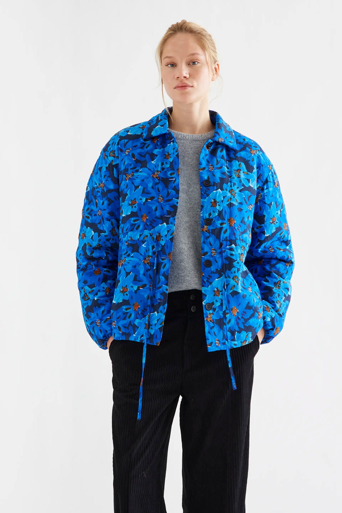 Padded coat with Clematis print