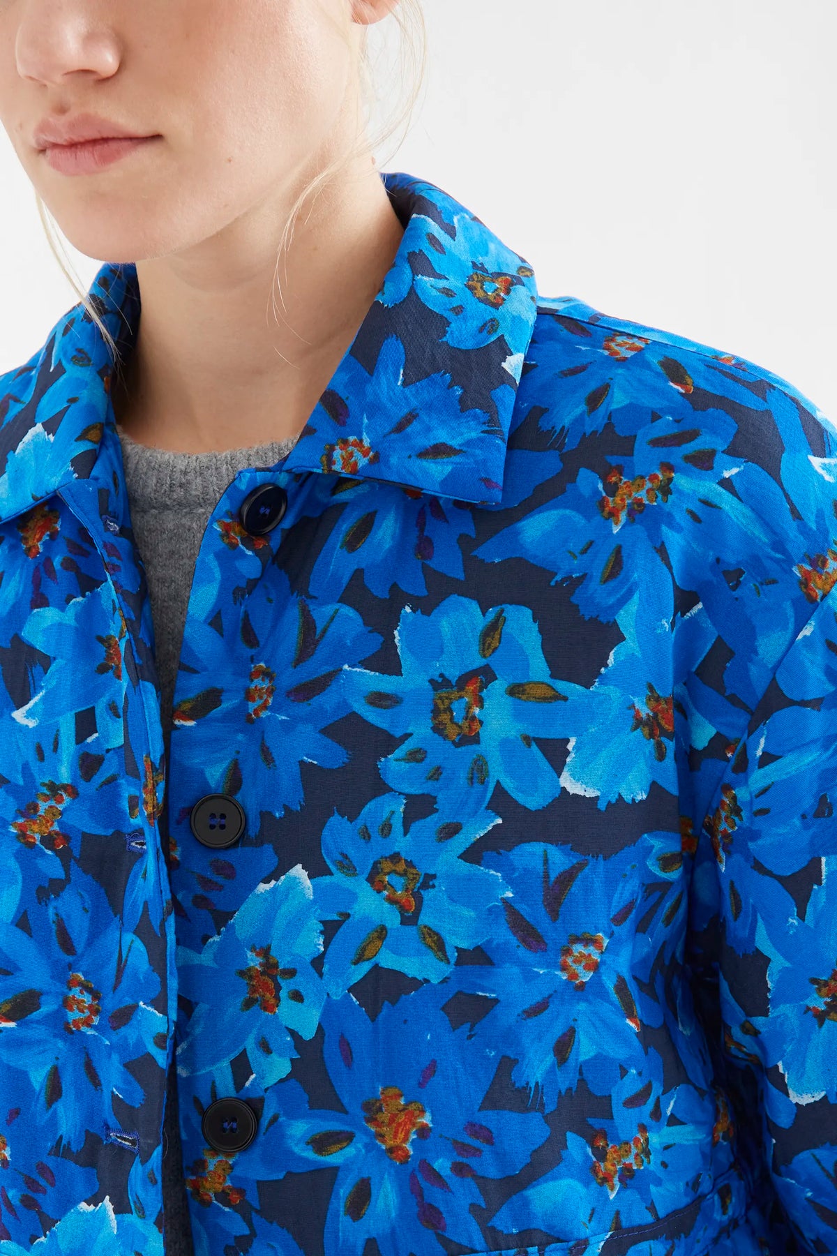 Padded coat with Clematis print