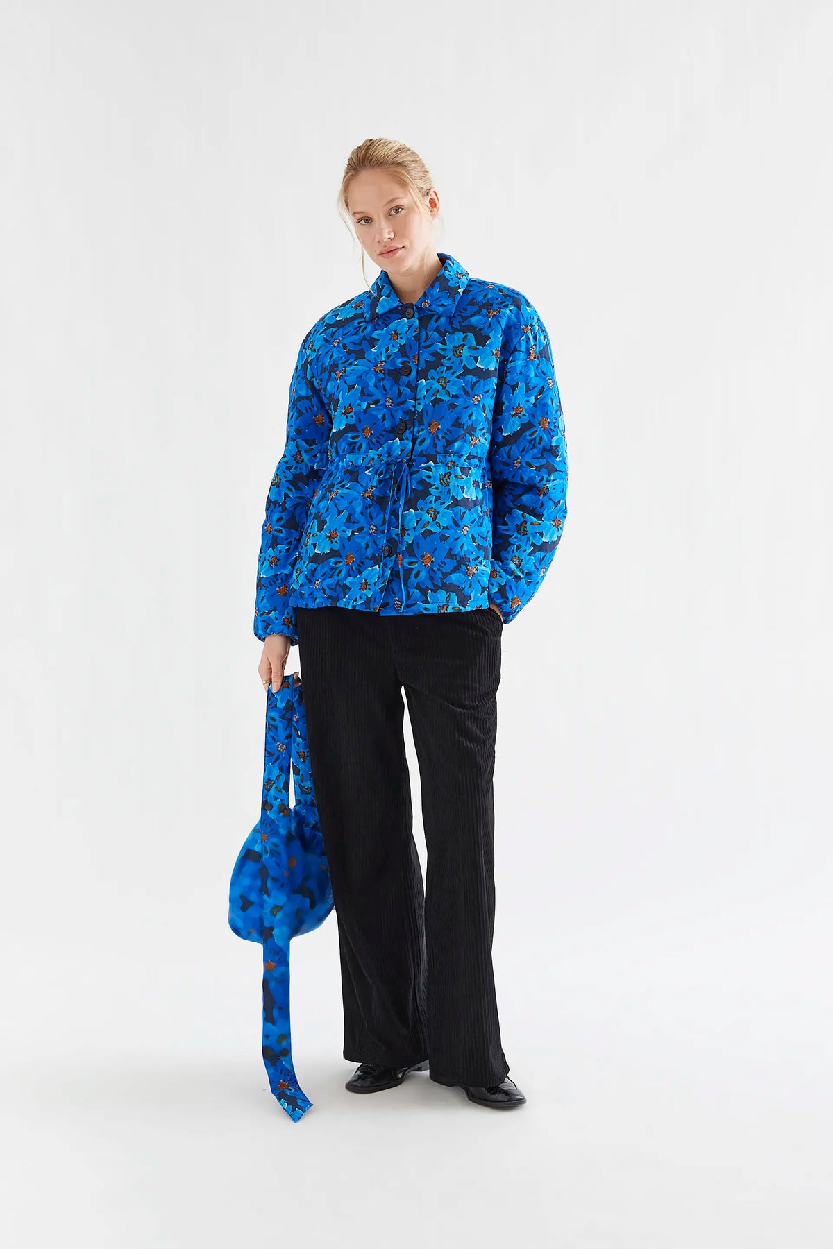 Padded coat with Clematis print