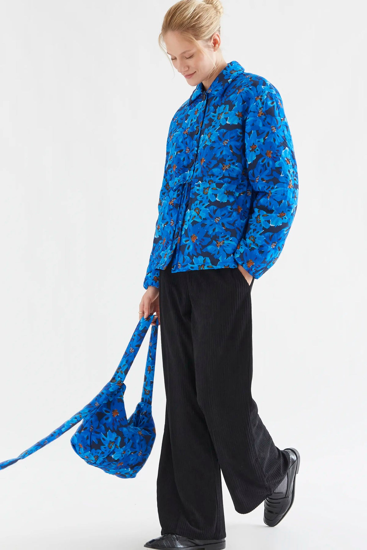 Padded coat with Clematis print