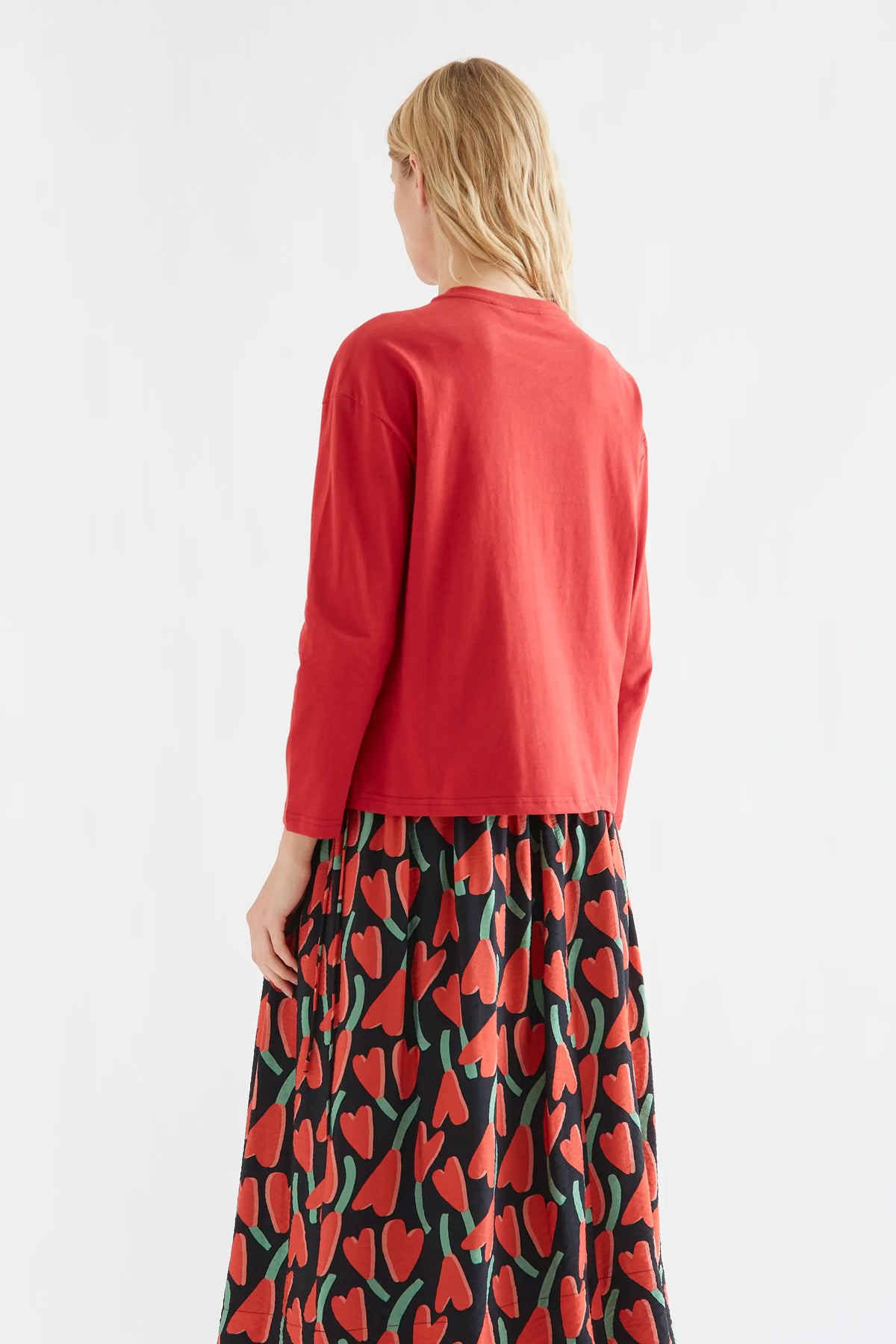 Maglietta 100% cotone rossa con taschino