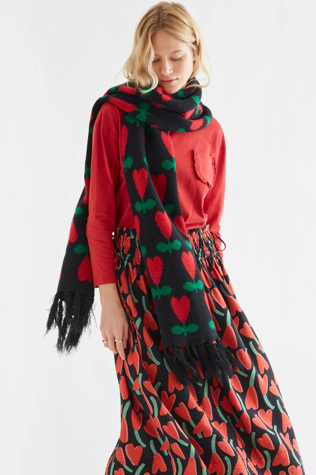 Maglietta 100% cotone rossa con taschino