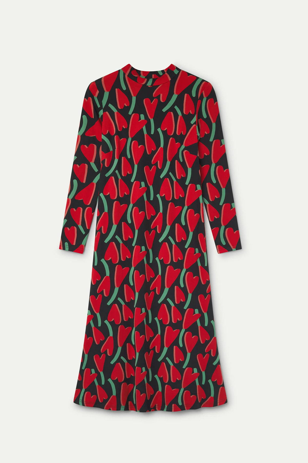 Long sleeve midi dress with Cyclamen print