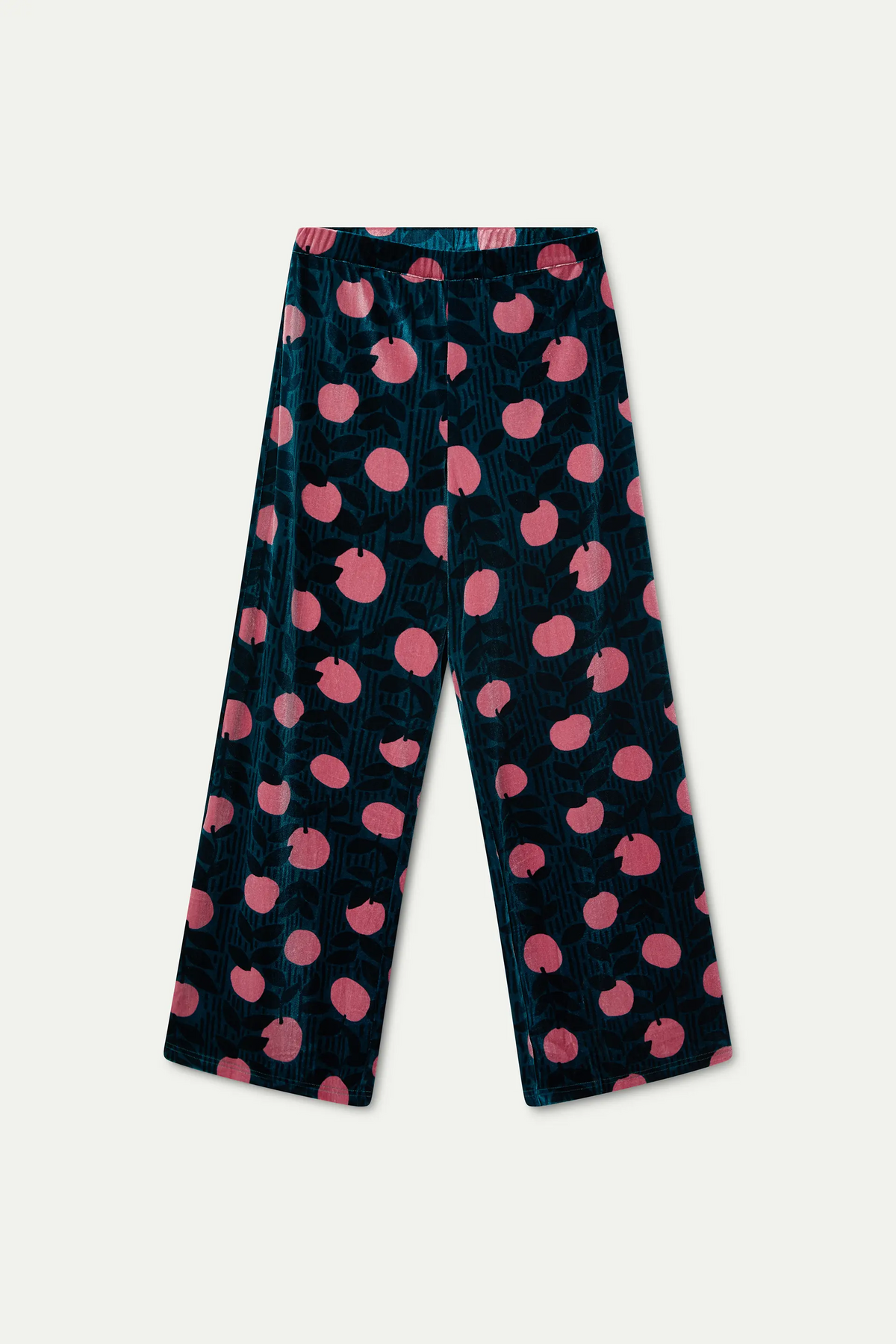Velvet trousers with Lychee print