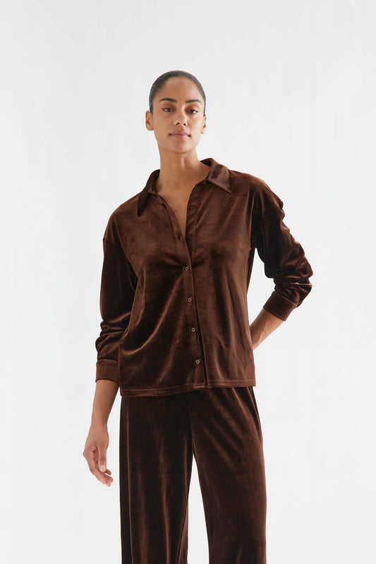 Brown velvet shirt