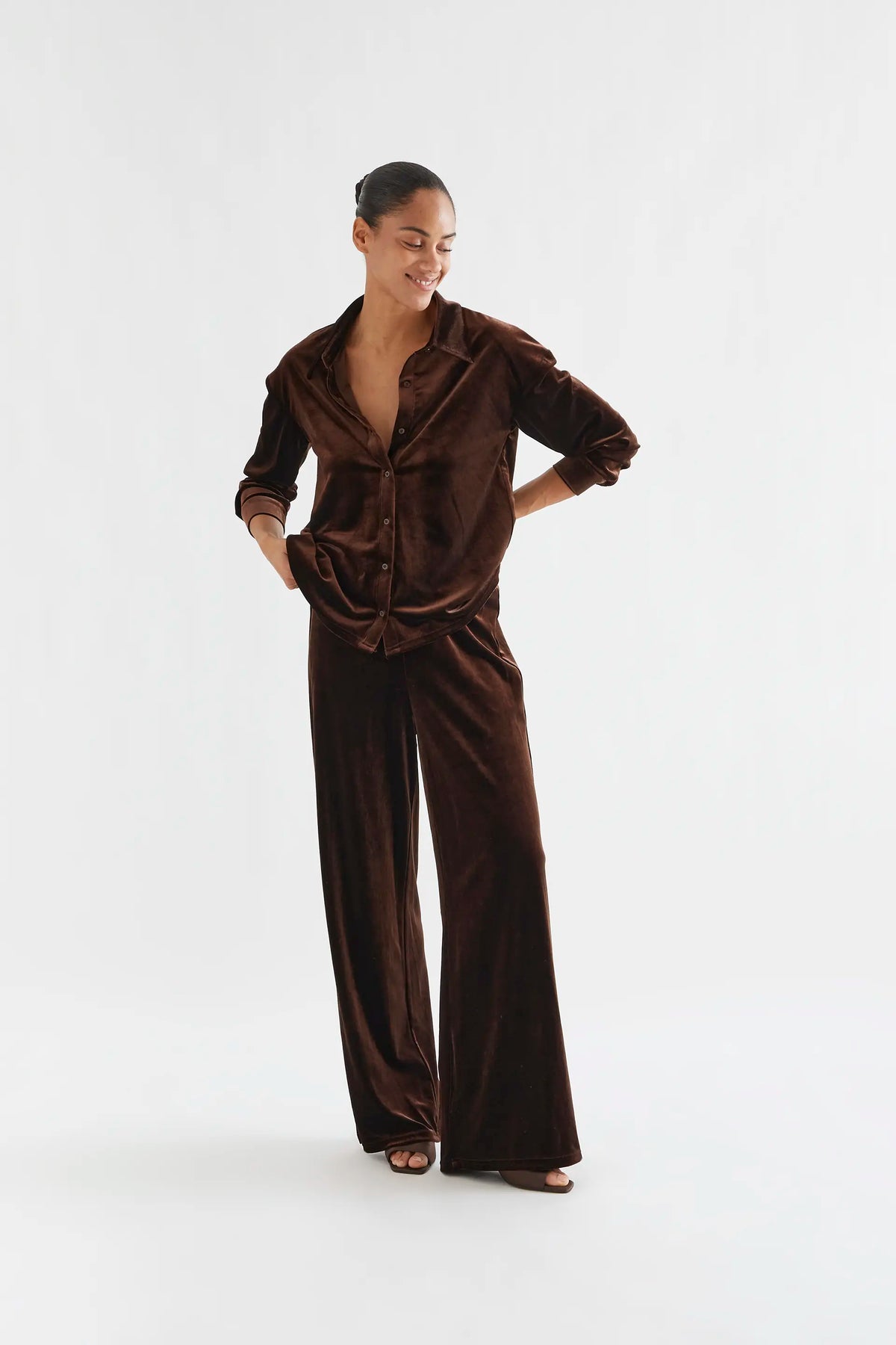 Brown velvet shirt
