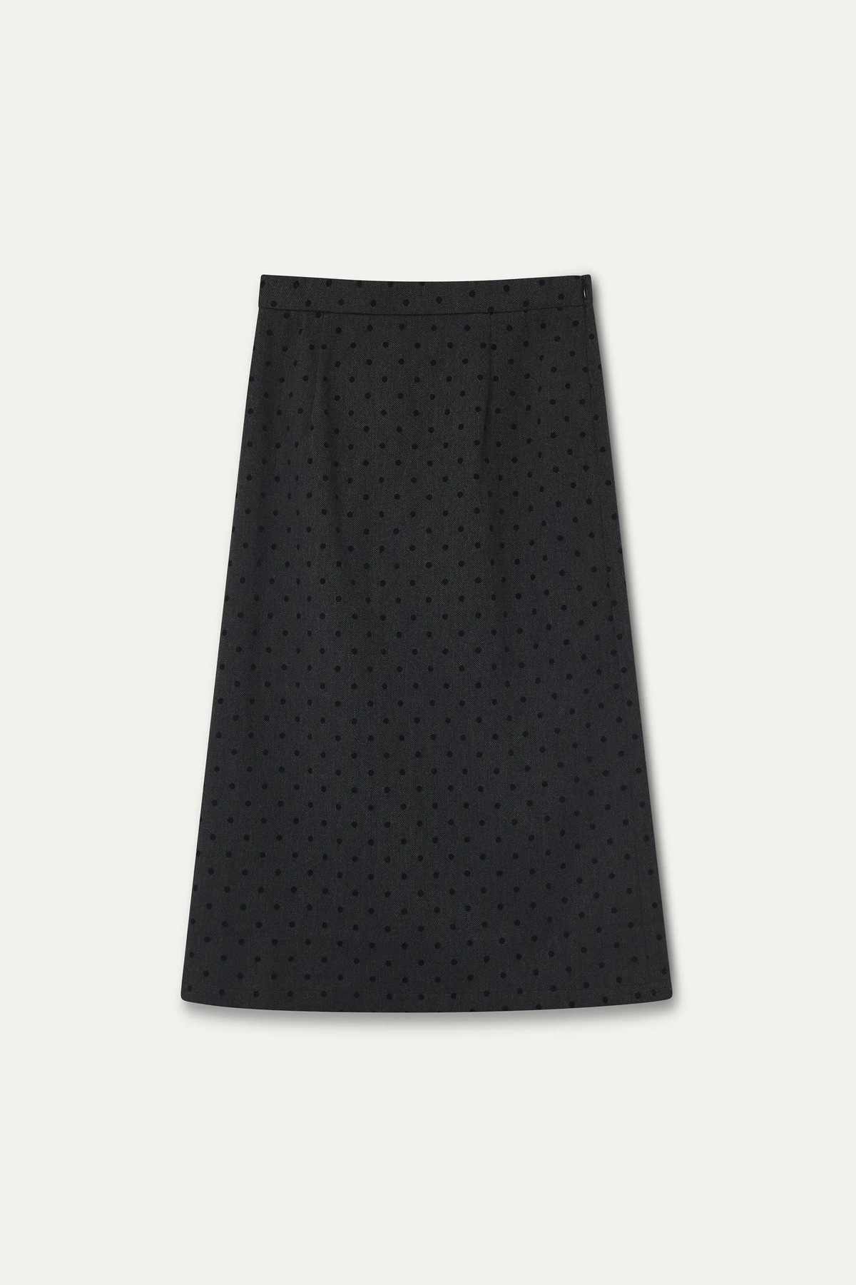 Falda midi tweed gris con punto negro