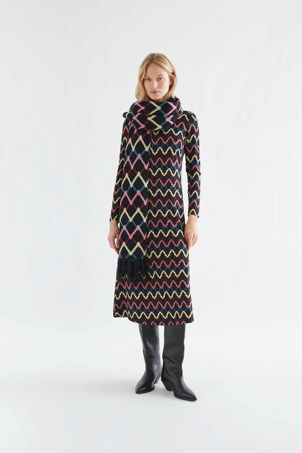 Skein print midi dress