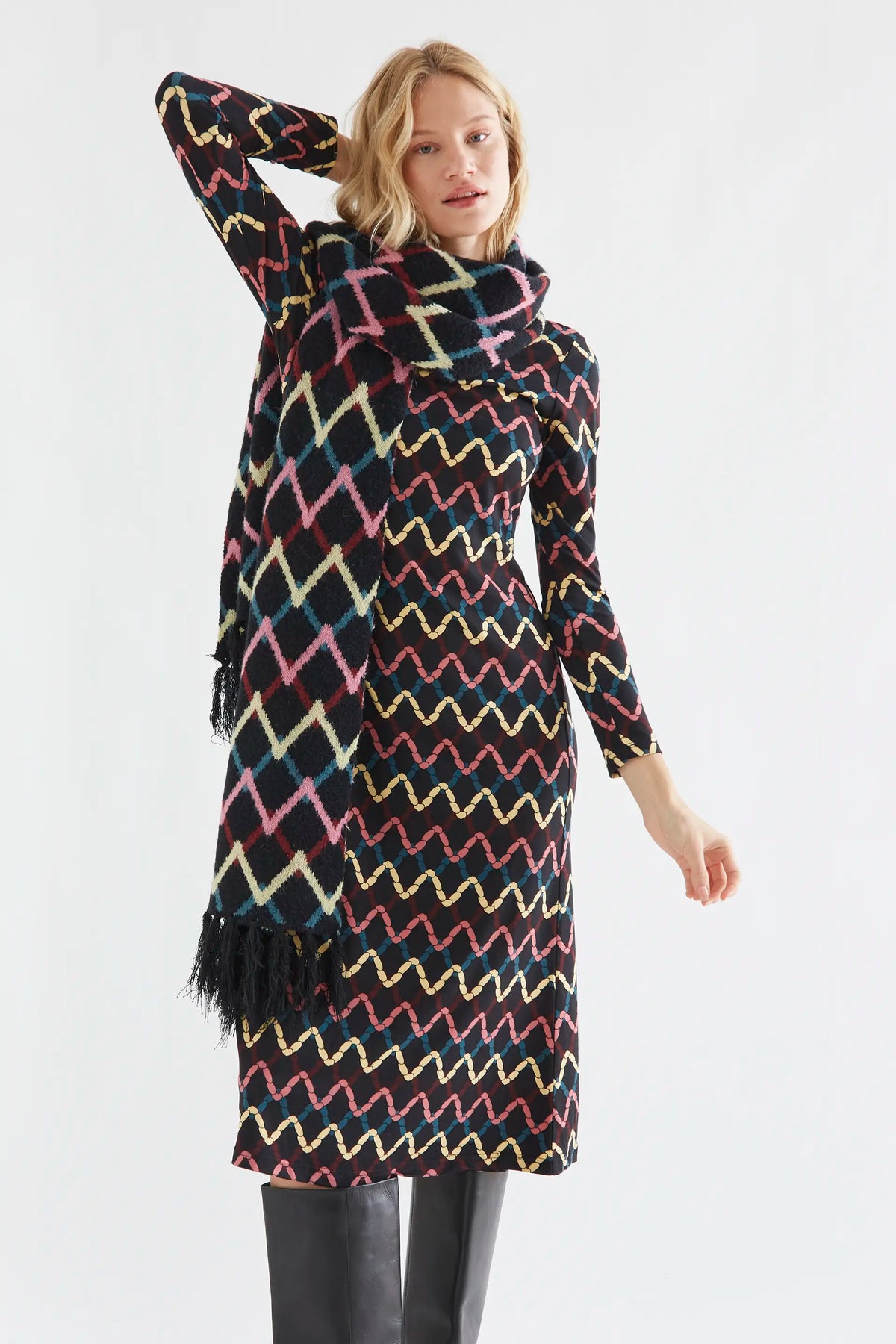Skein print midi dress
