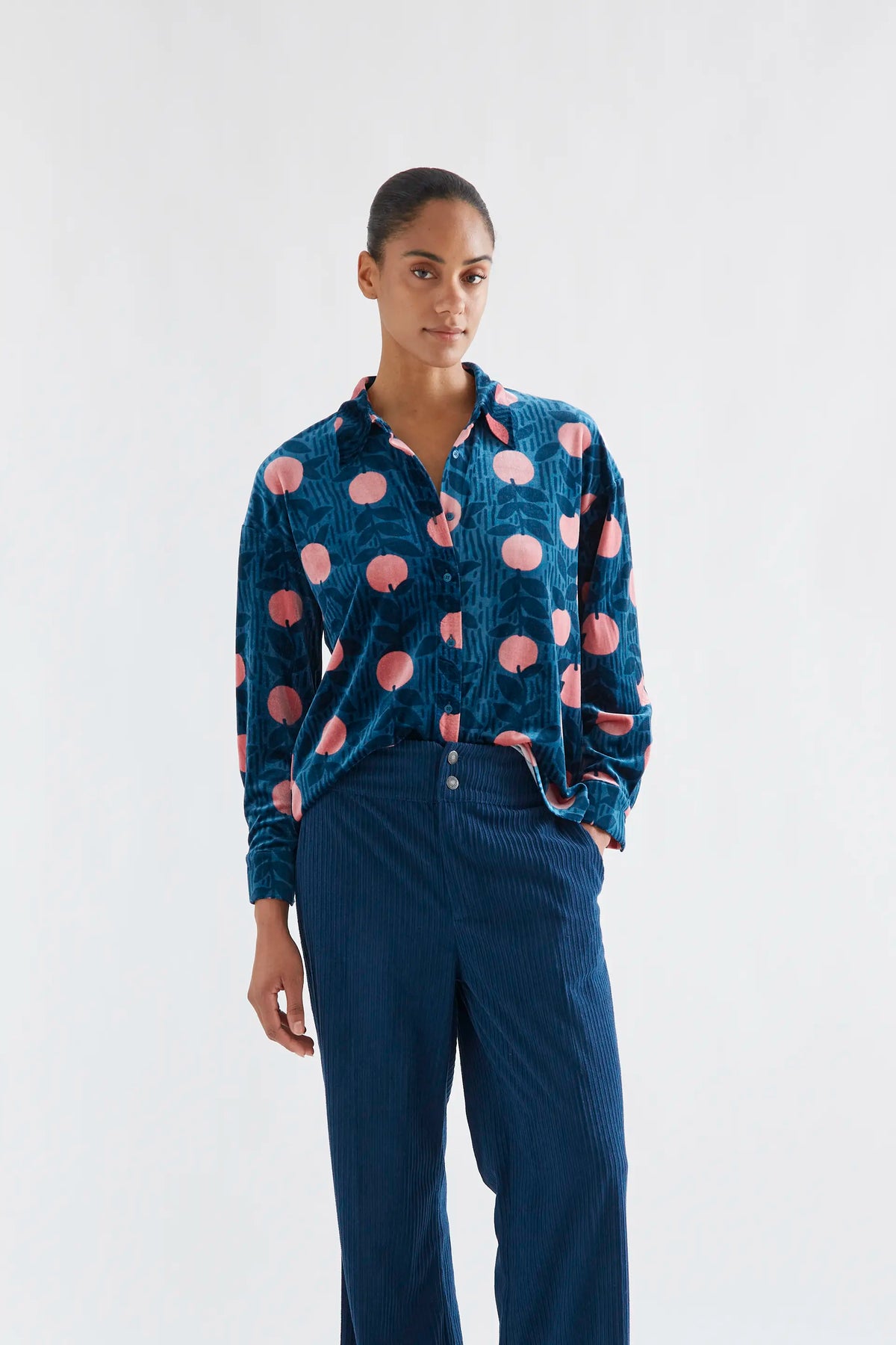 Camisa de terciopelo con estampado Lychee