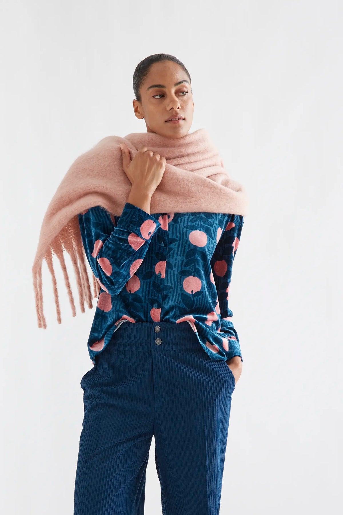 Camisa de terciopelo con estampado Lychee