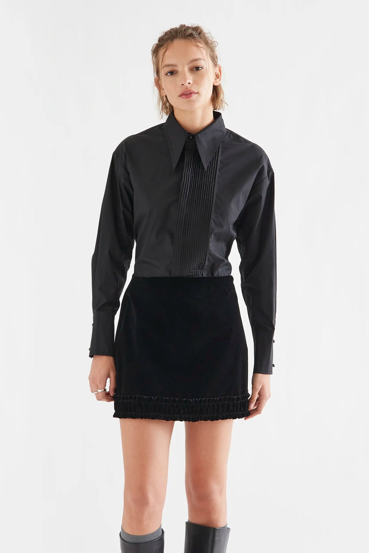 100% black cotton striped shirt