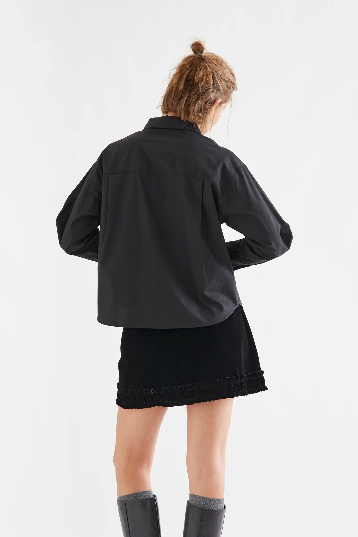 100% black cotton striped shirt