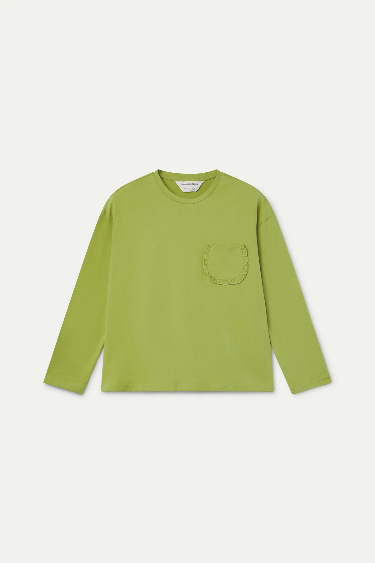 Camiseta 100% algodón verde manzana con bolsillo