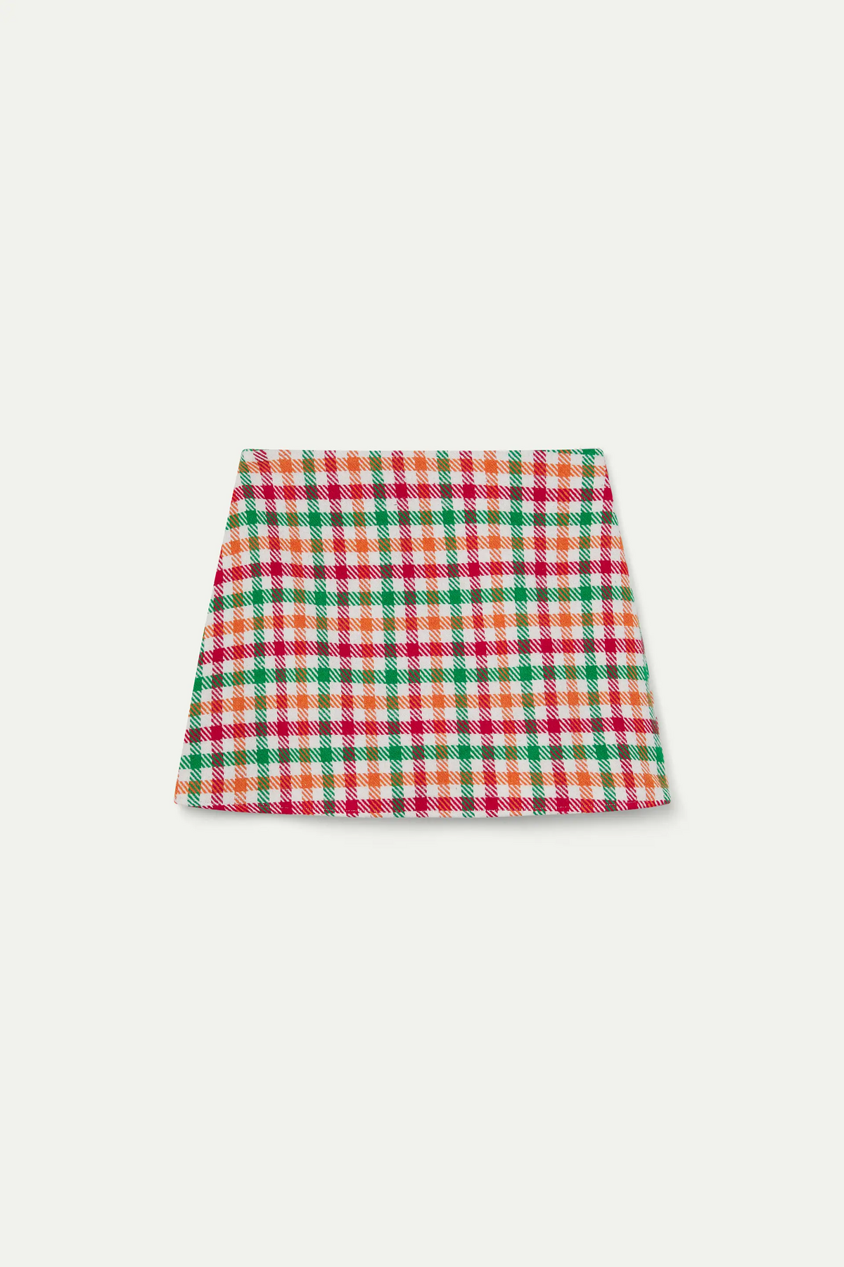 Falda corta tweed con estampado de cuadro multicolor