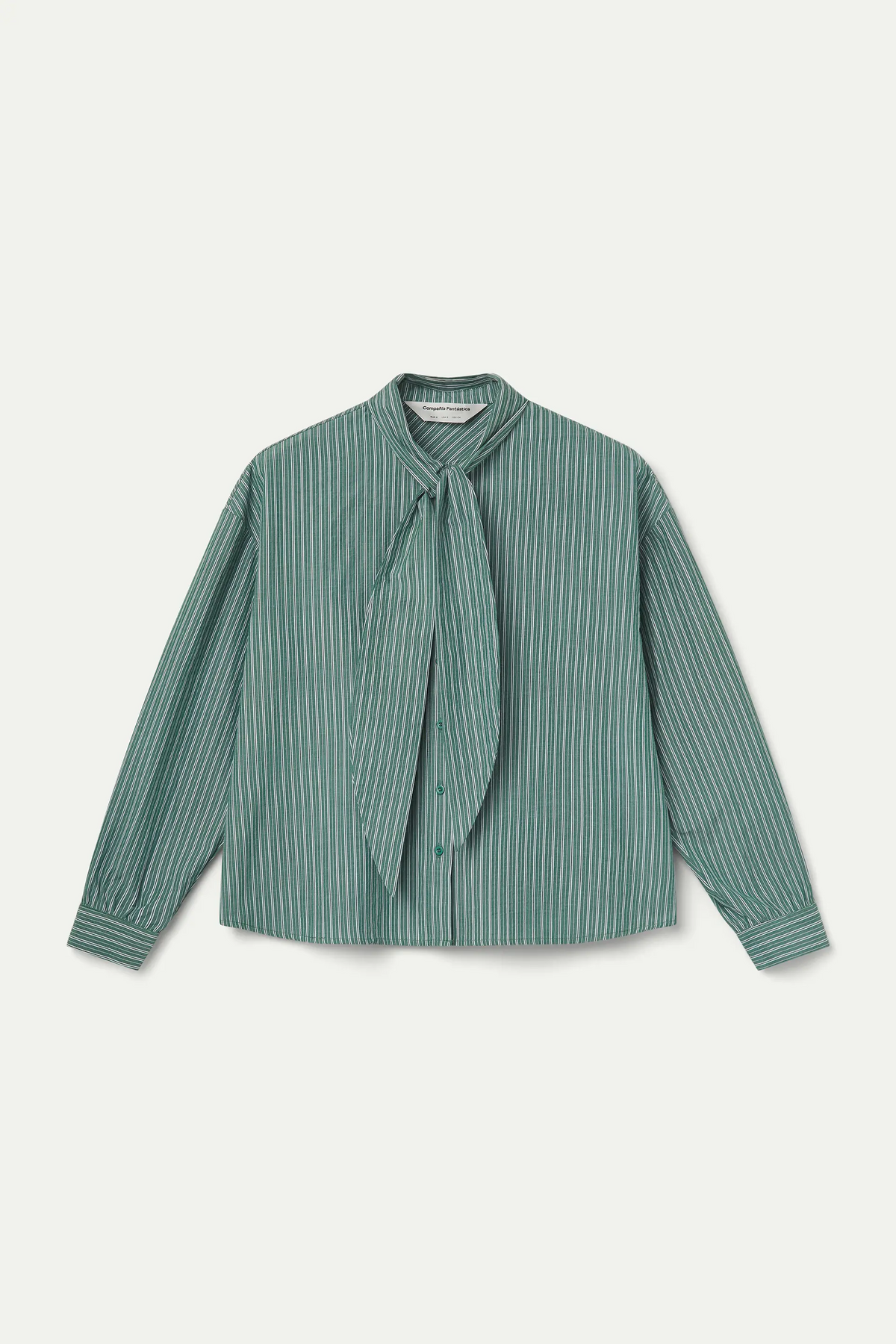 Maxi tie-front green striped shirt