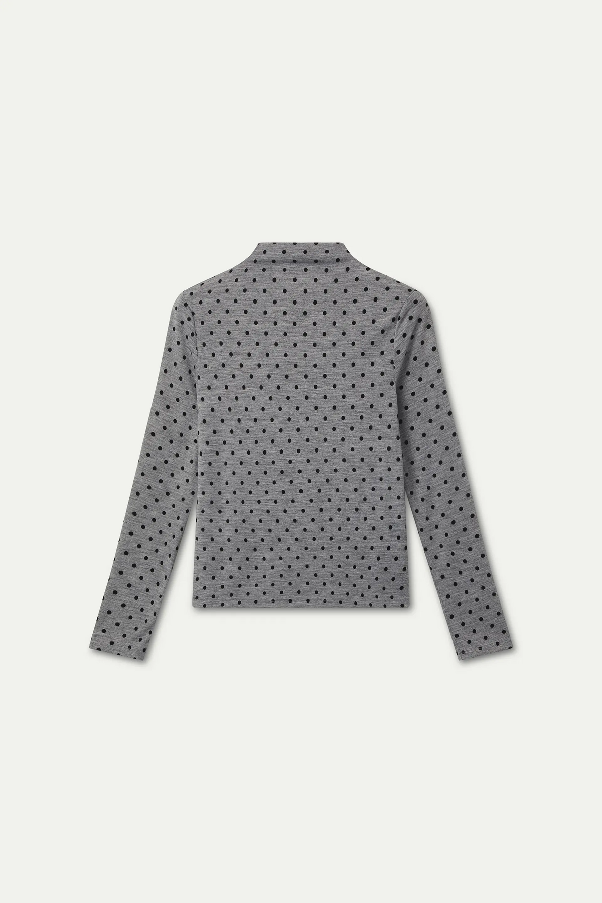 Camiseta básica gris jaspeado con mini lunares negros