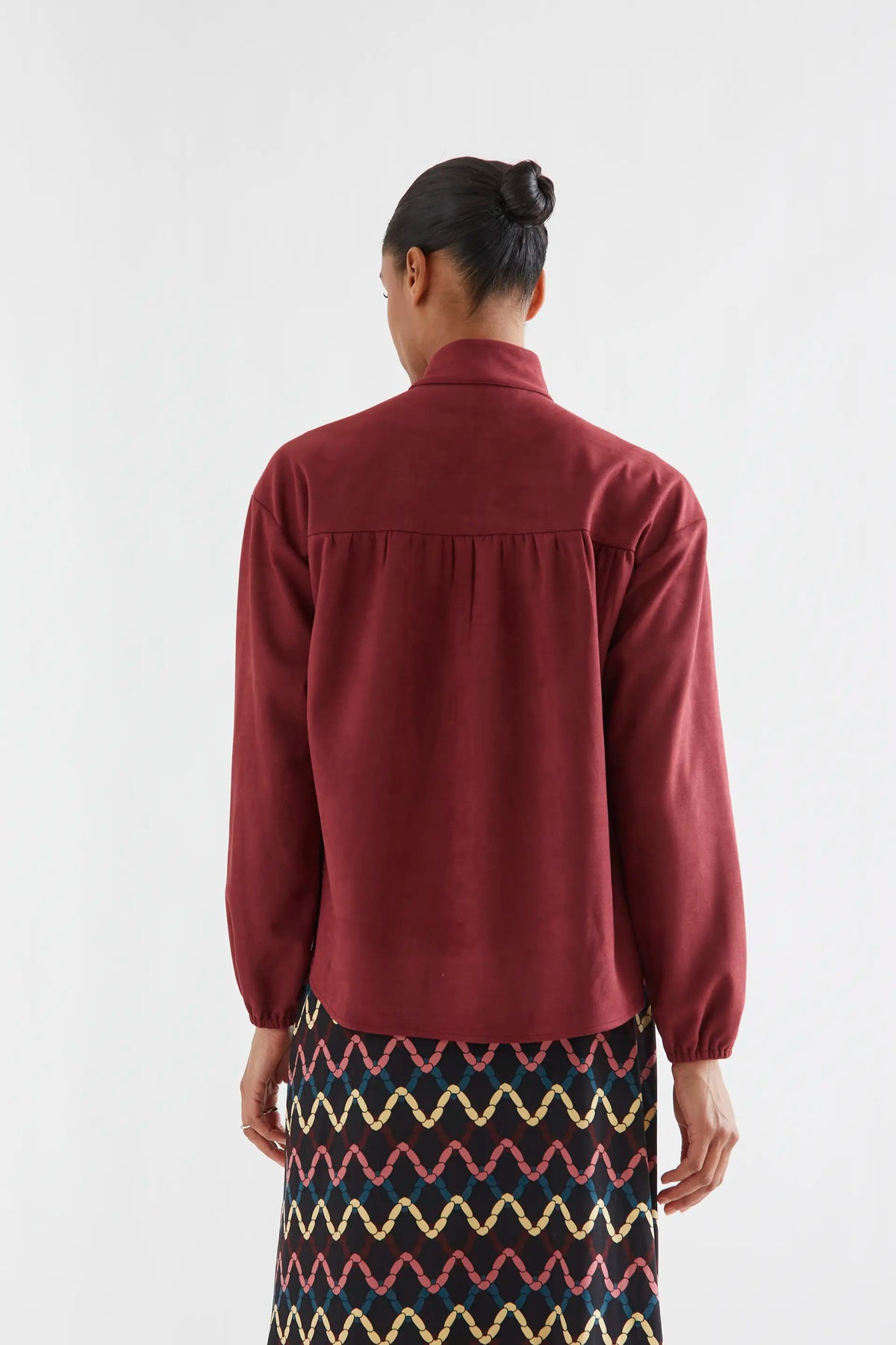 Camiseta ante burdeos con maxi lazada