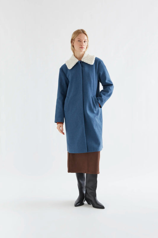 Blue coat with sherpa lining