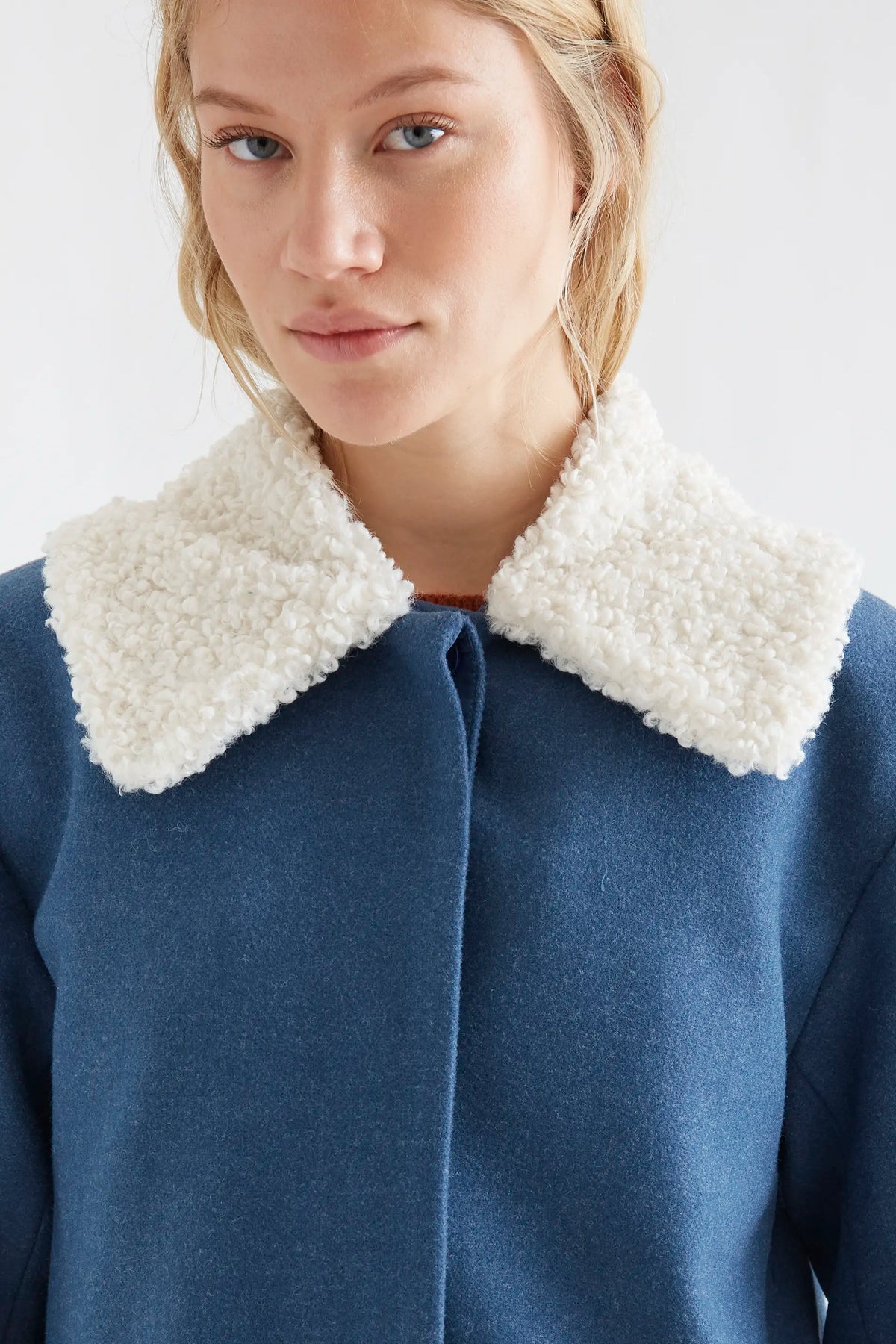 Blue coat with sherpa lining