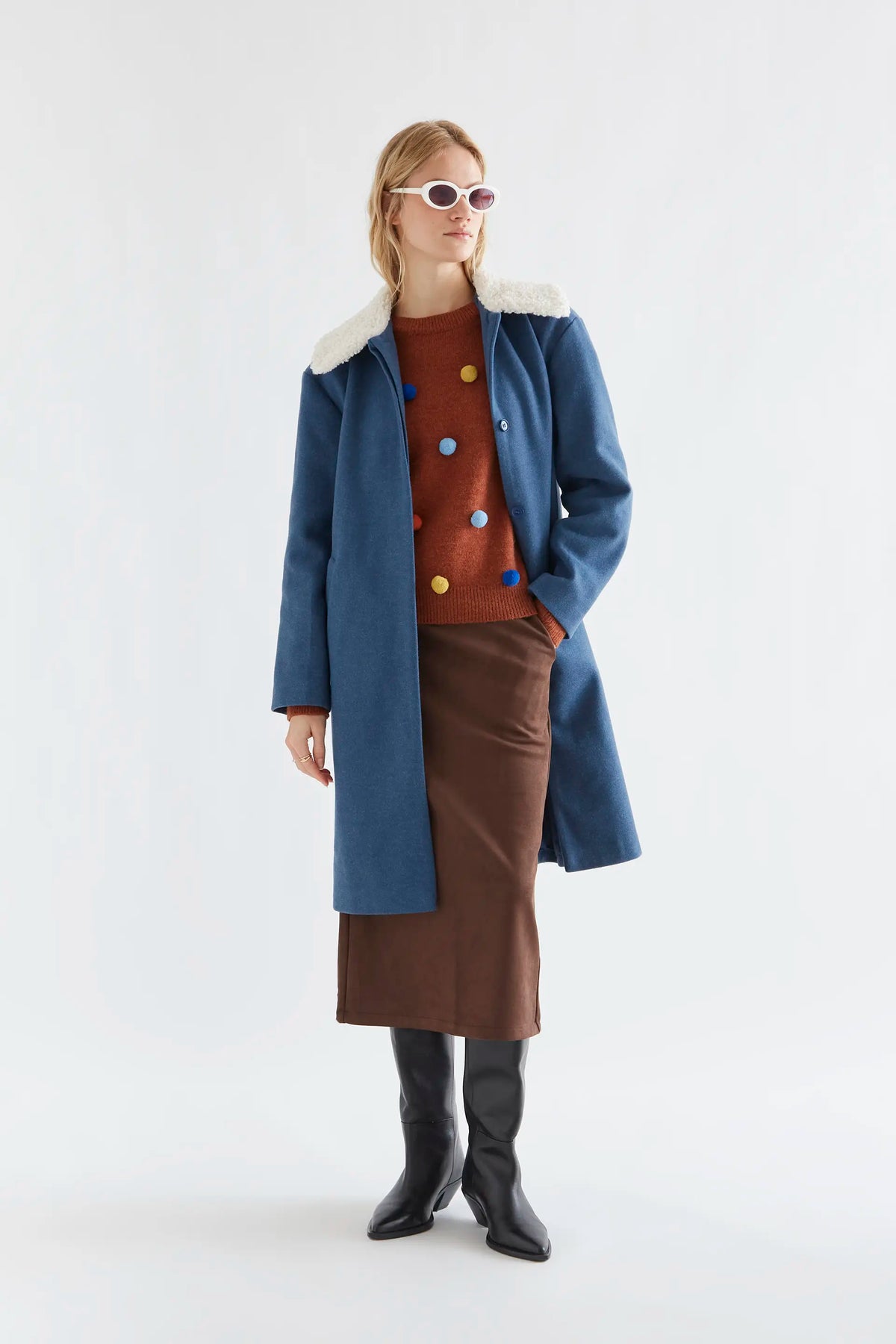 Blue coat with sherpa lining
