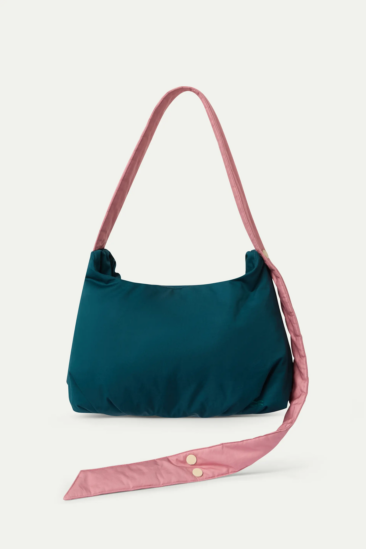 Blue shoulder bag with pink CF logo