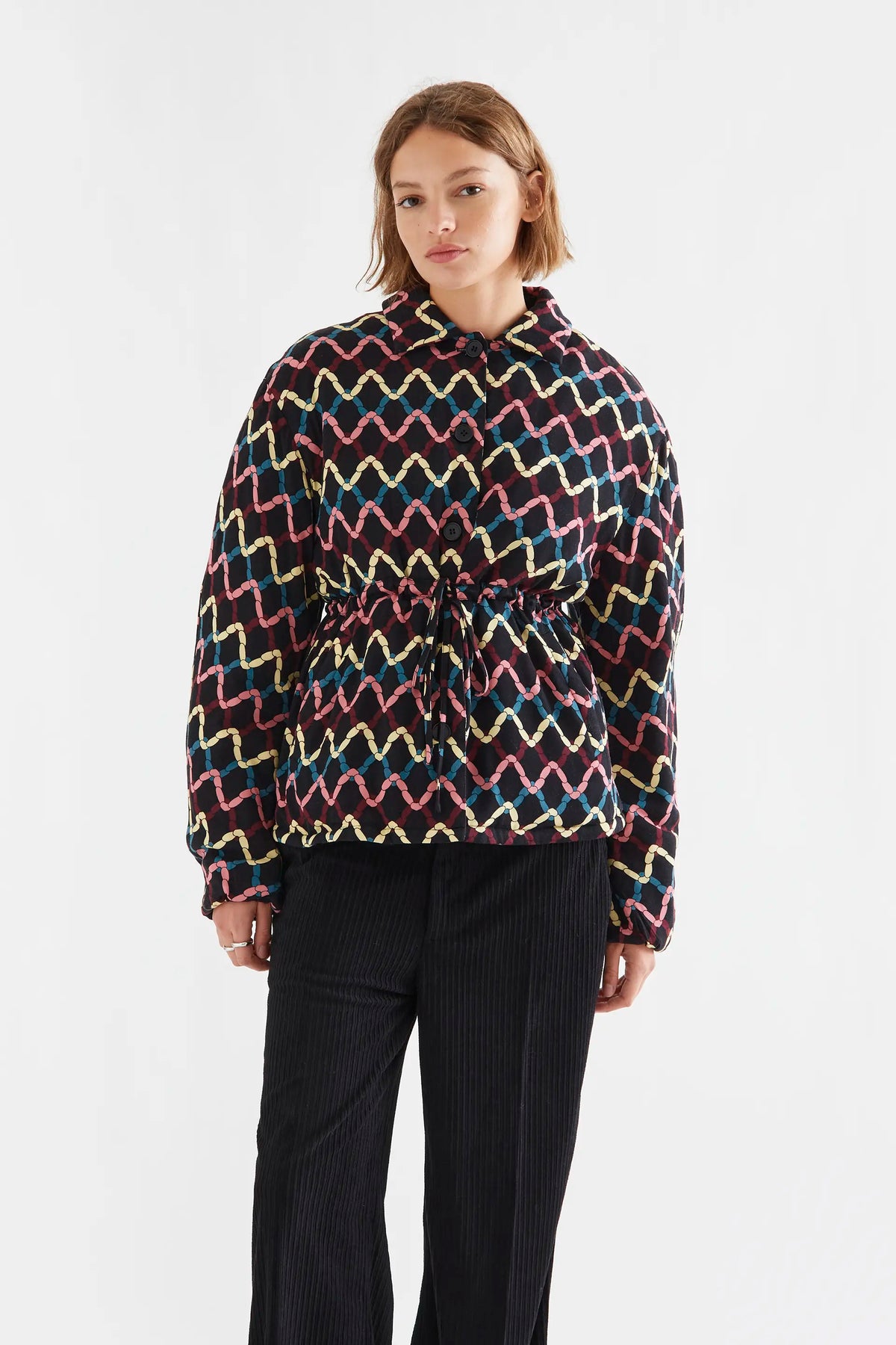 Skein Print Padded Coat