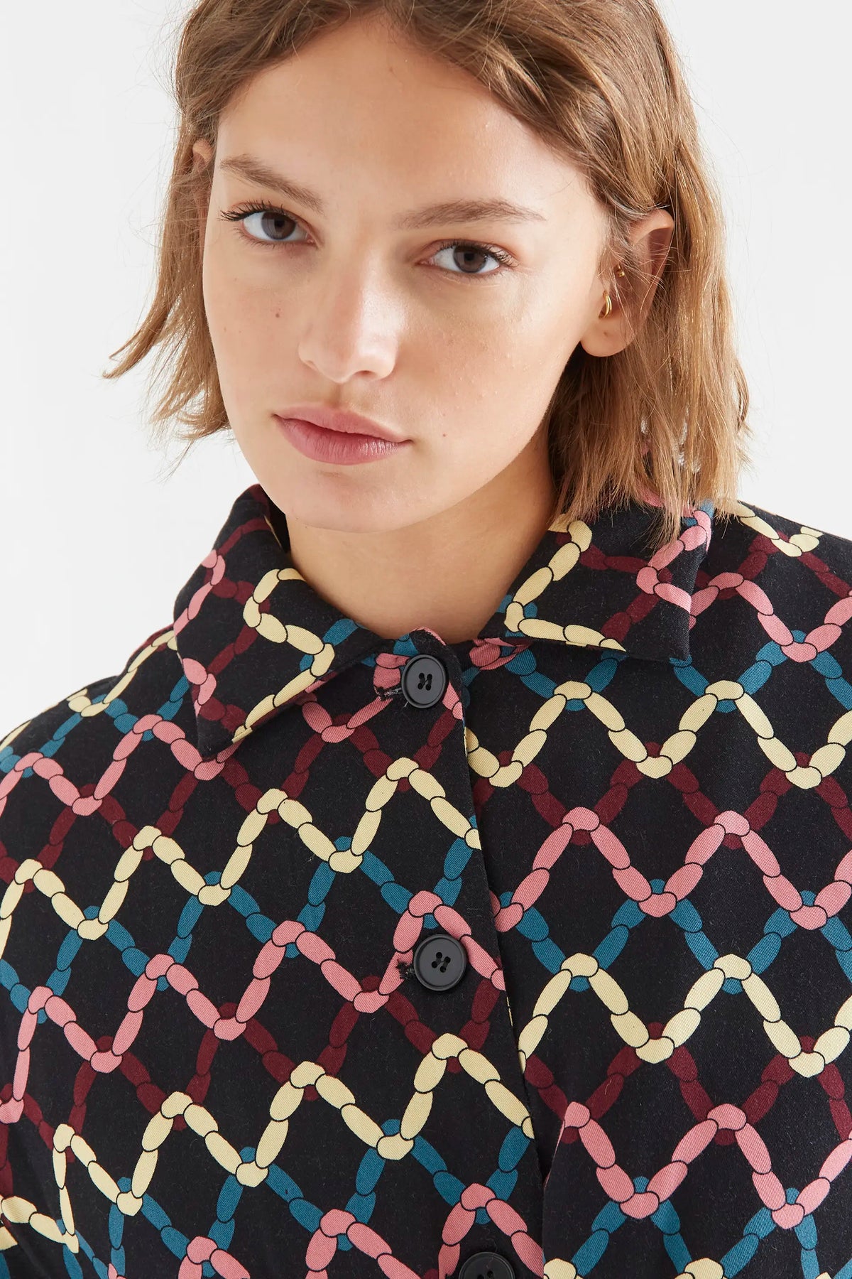 Skein Print Padded Coat