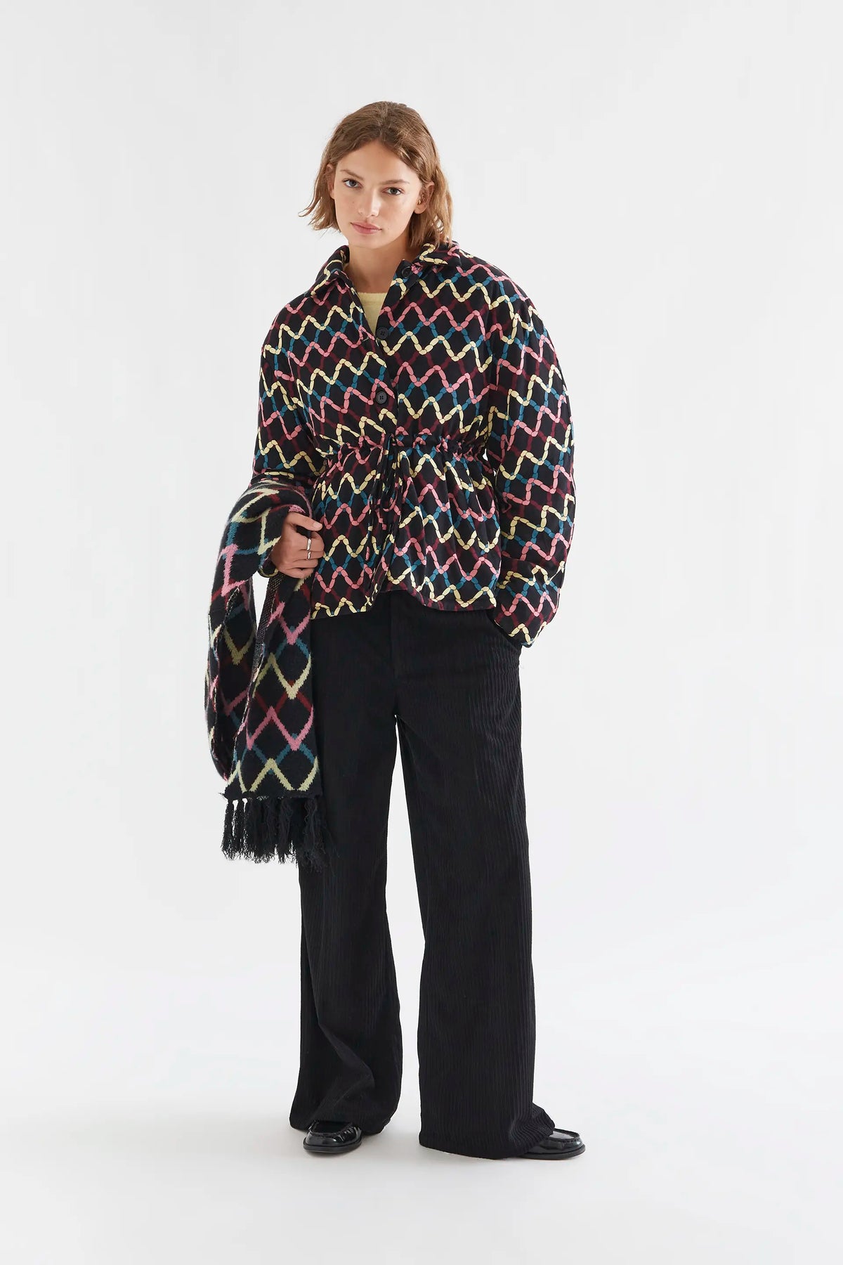 Skein Print Padded Coat