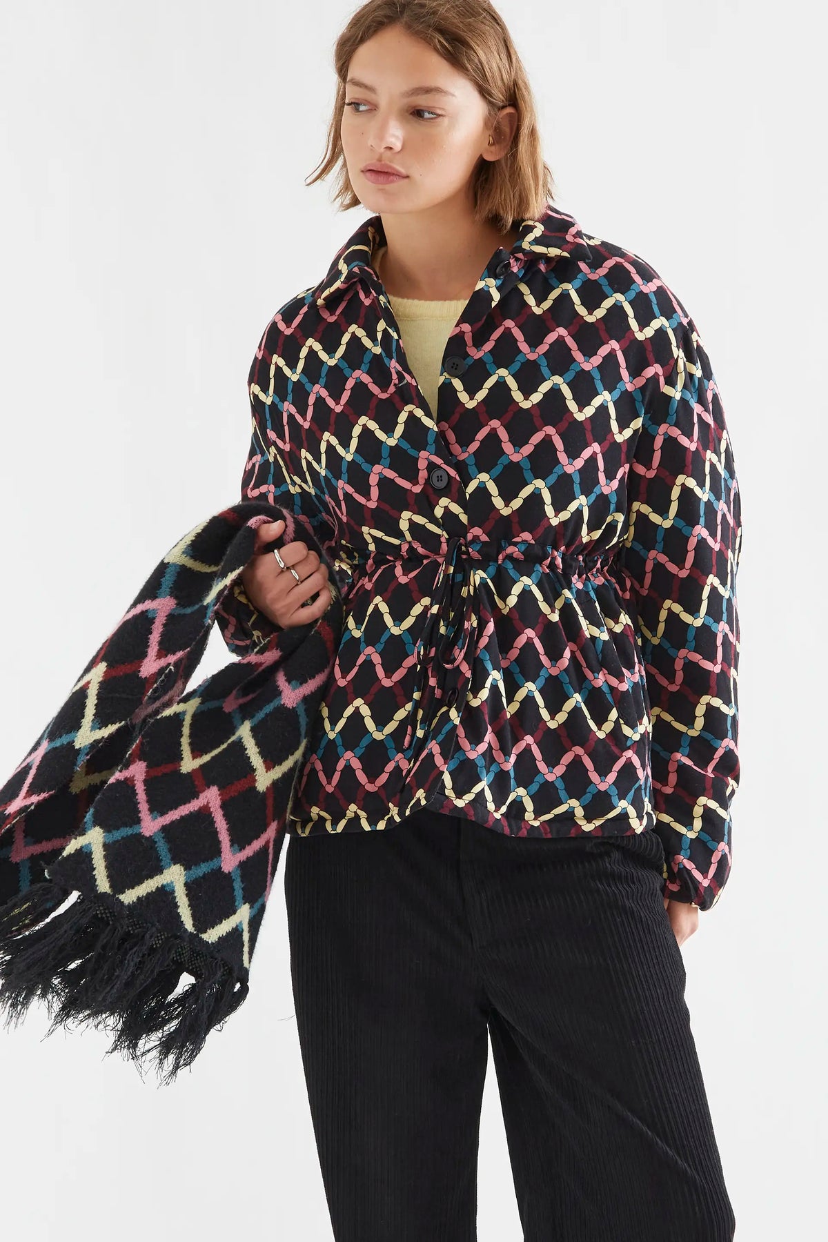 Skein Print Padded Coat