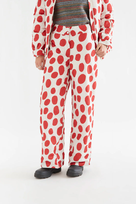 Pantalón con estampado lunares grandes rojo