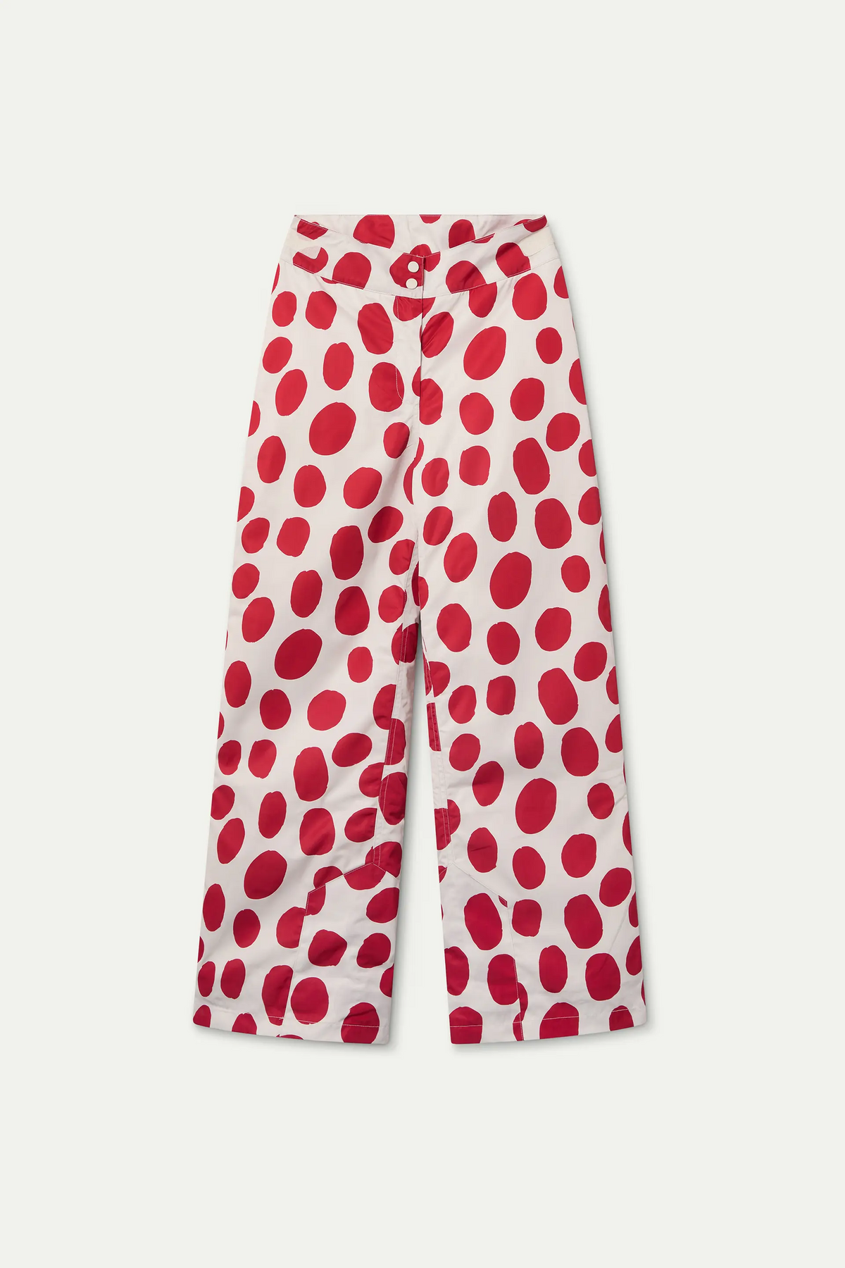 Pantalón con estampado lunares grandes rojo