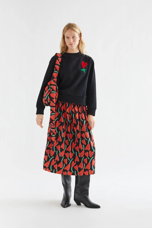 Cyclamen embroidered sweatshirt