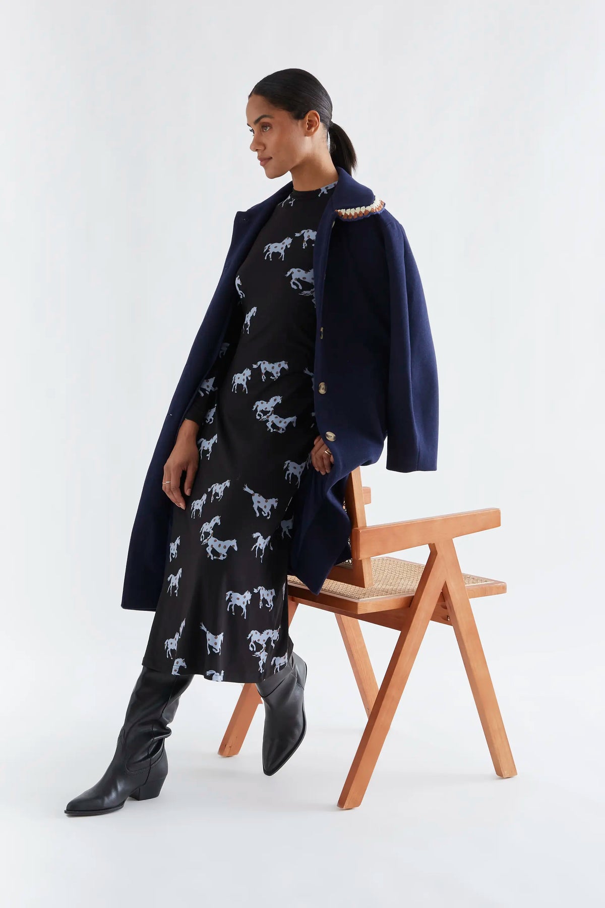 Vestido midi con estampado Horse