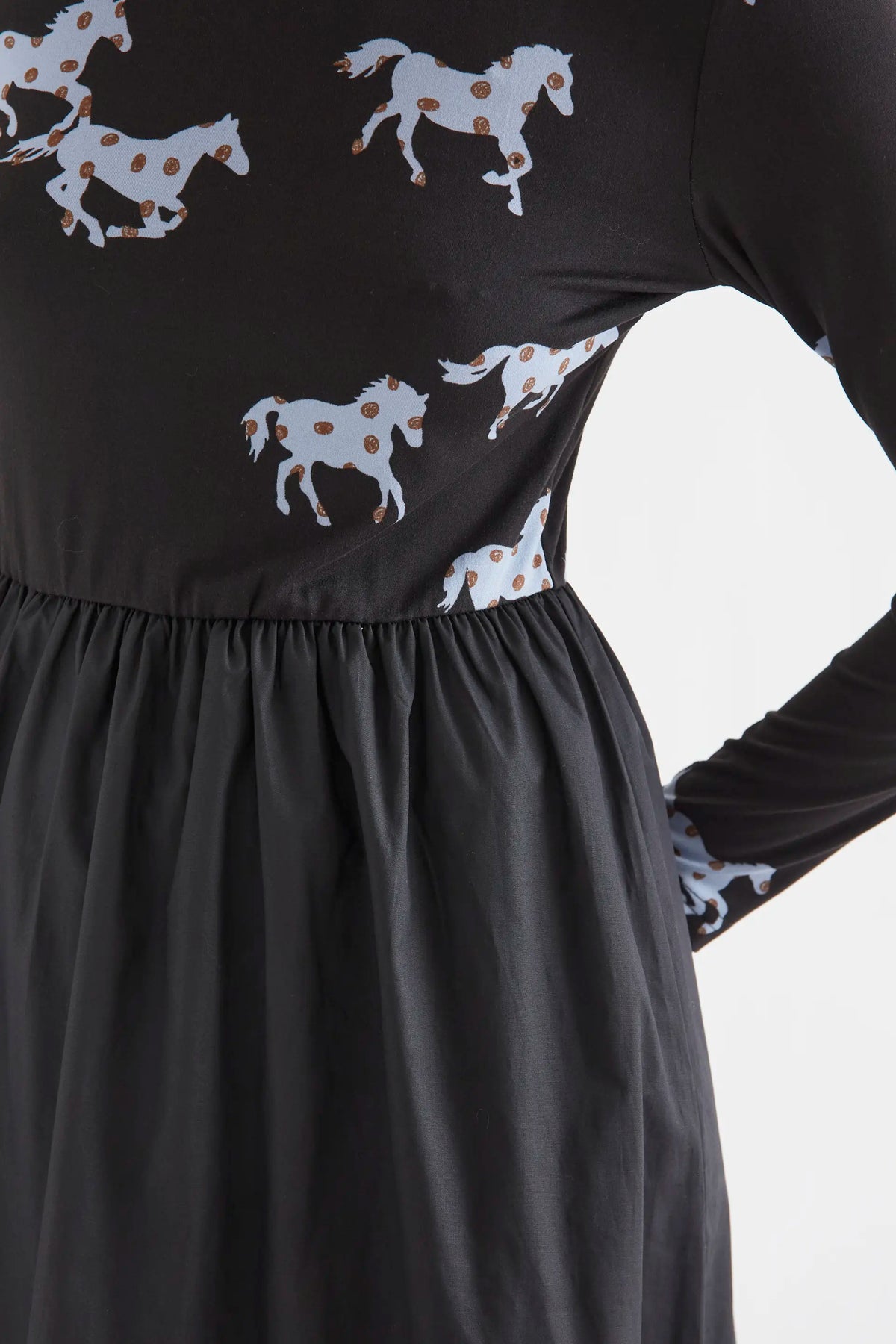 Vestido midi de algodón con estampado Horse