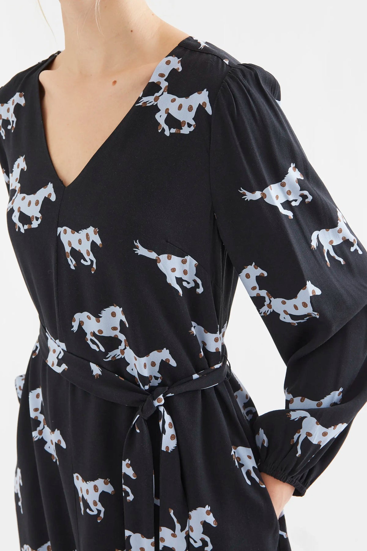 Vestido corto con estampado Horse