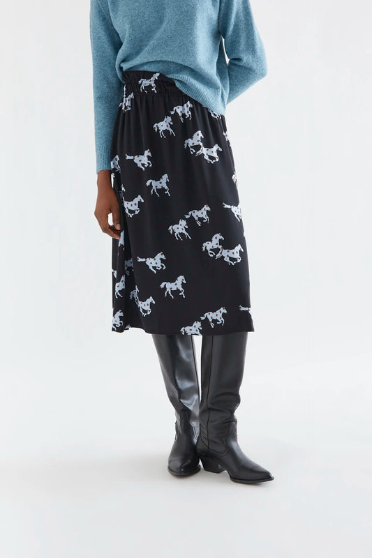 Falda midi con estampado Horse