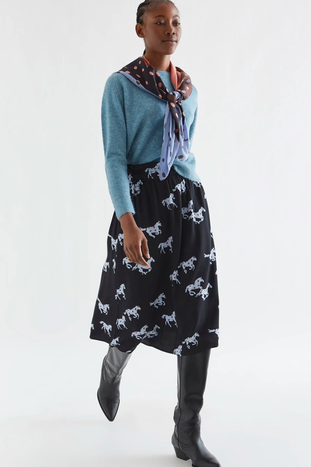 Falda midi con estampado Horse